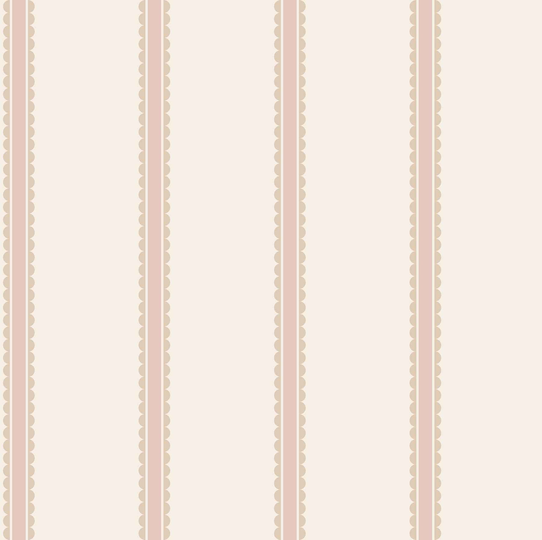Bobbin Stripe Pink Scalloped Wallpaper - York Wallcoverings - 4203-27576