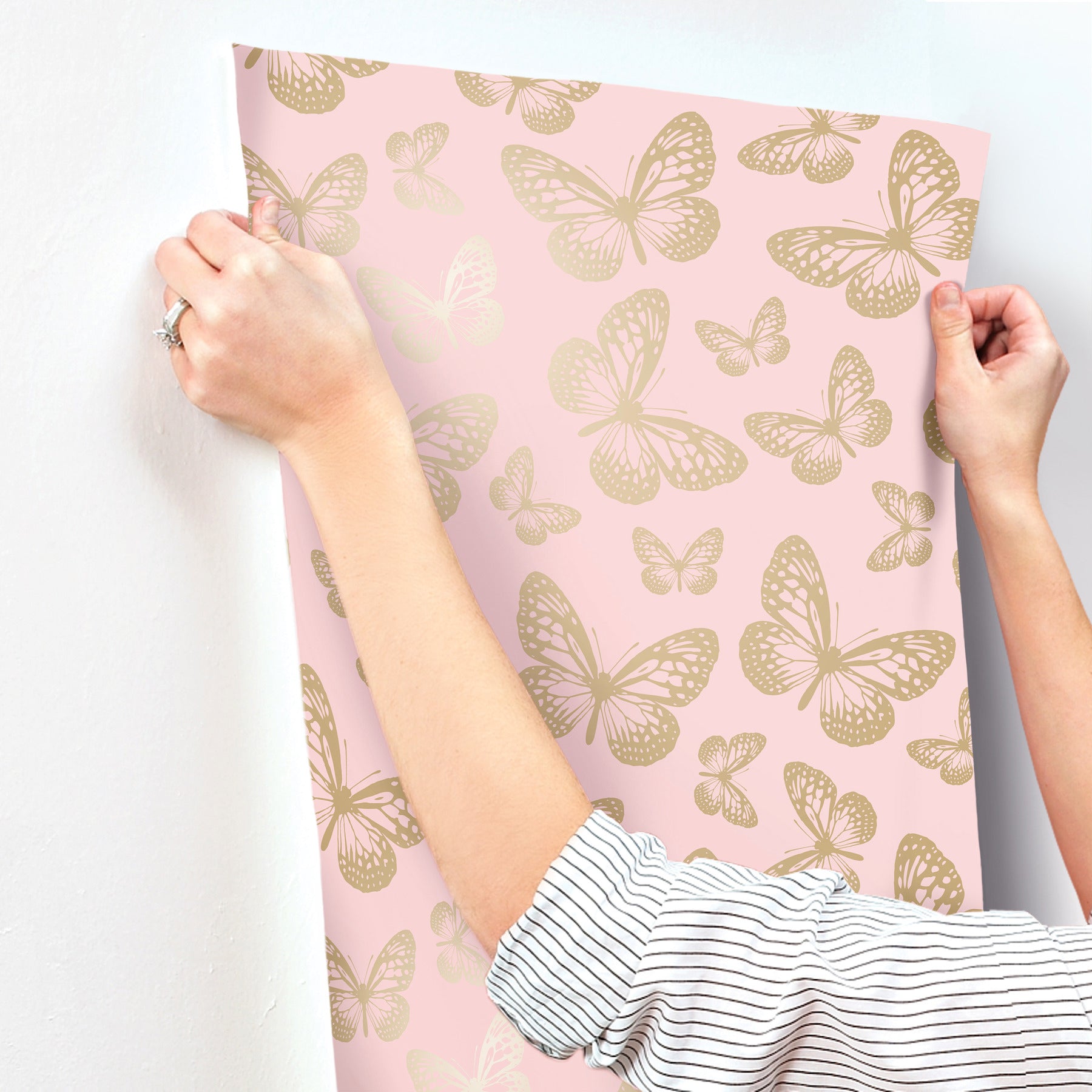 metallic-butterflies-pink-whimsical-wallpaper-york-wallcoverings-4203-27586 - York Wallpaper Wallpaper