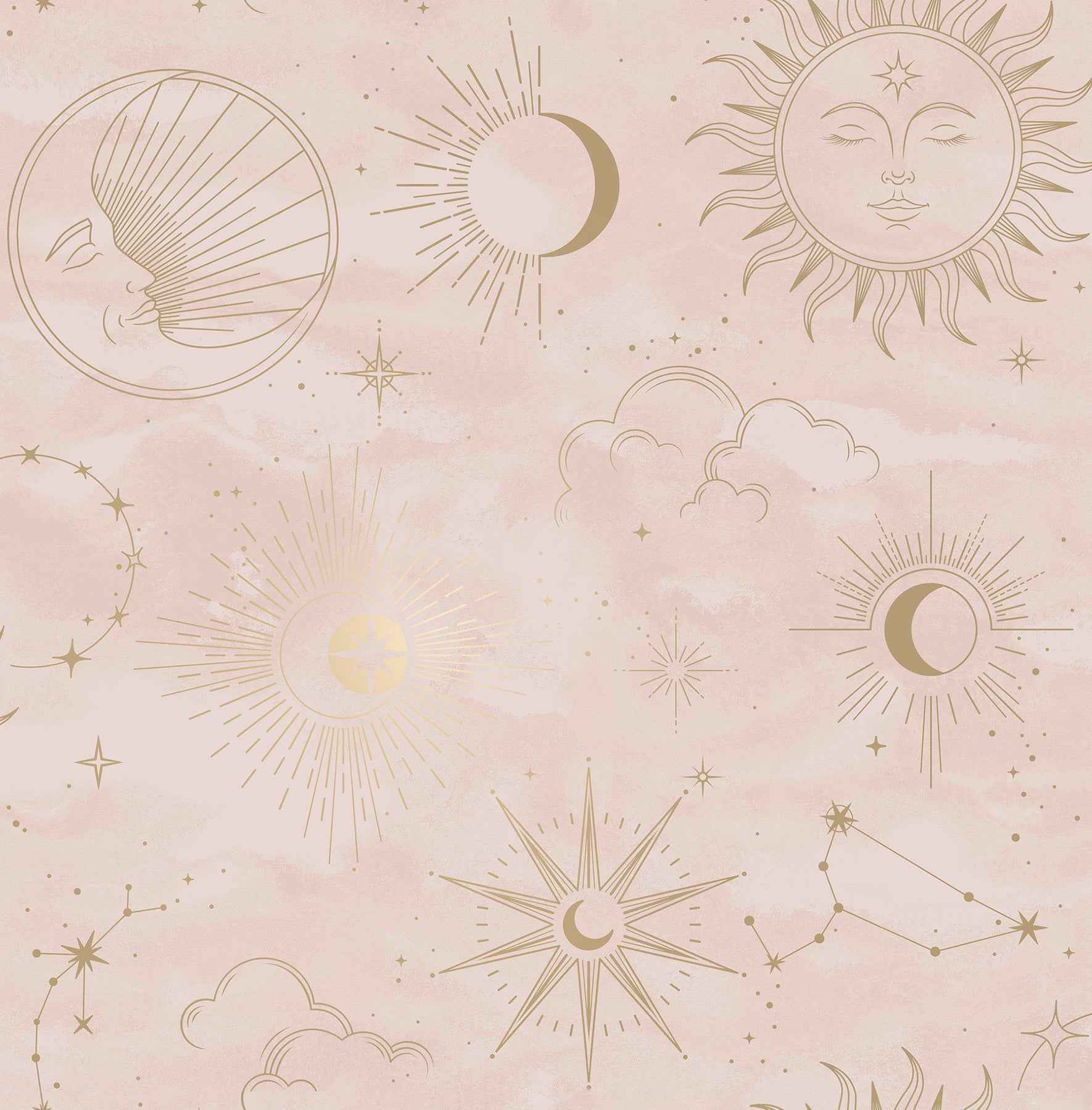 Mystic Pink Celestial Wallpaper - York Wallcoverings - 4203-27588