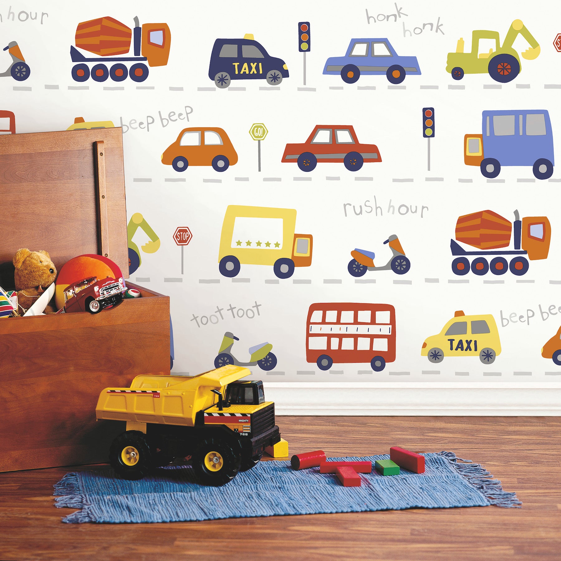 road-traffic-red-cars-wallpaper-york-wallcoverings-4203-27593 - York Wallcoverings Wallpaper