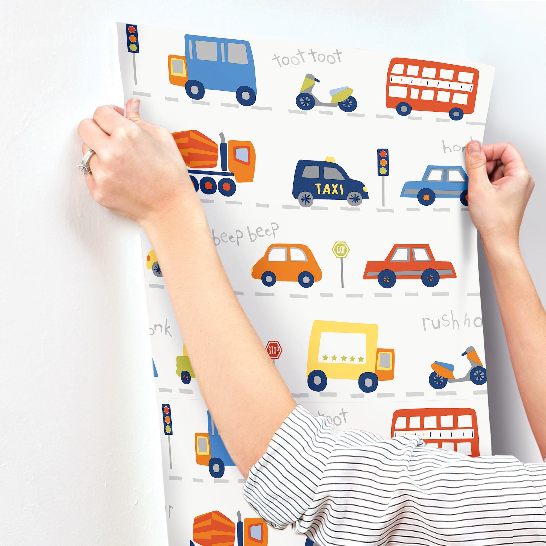 road-traffic-red-cars-wallpaper-york-wallcoverings-4203-27593 - York Wallcoverings Wallpaper