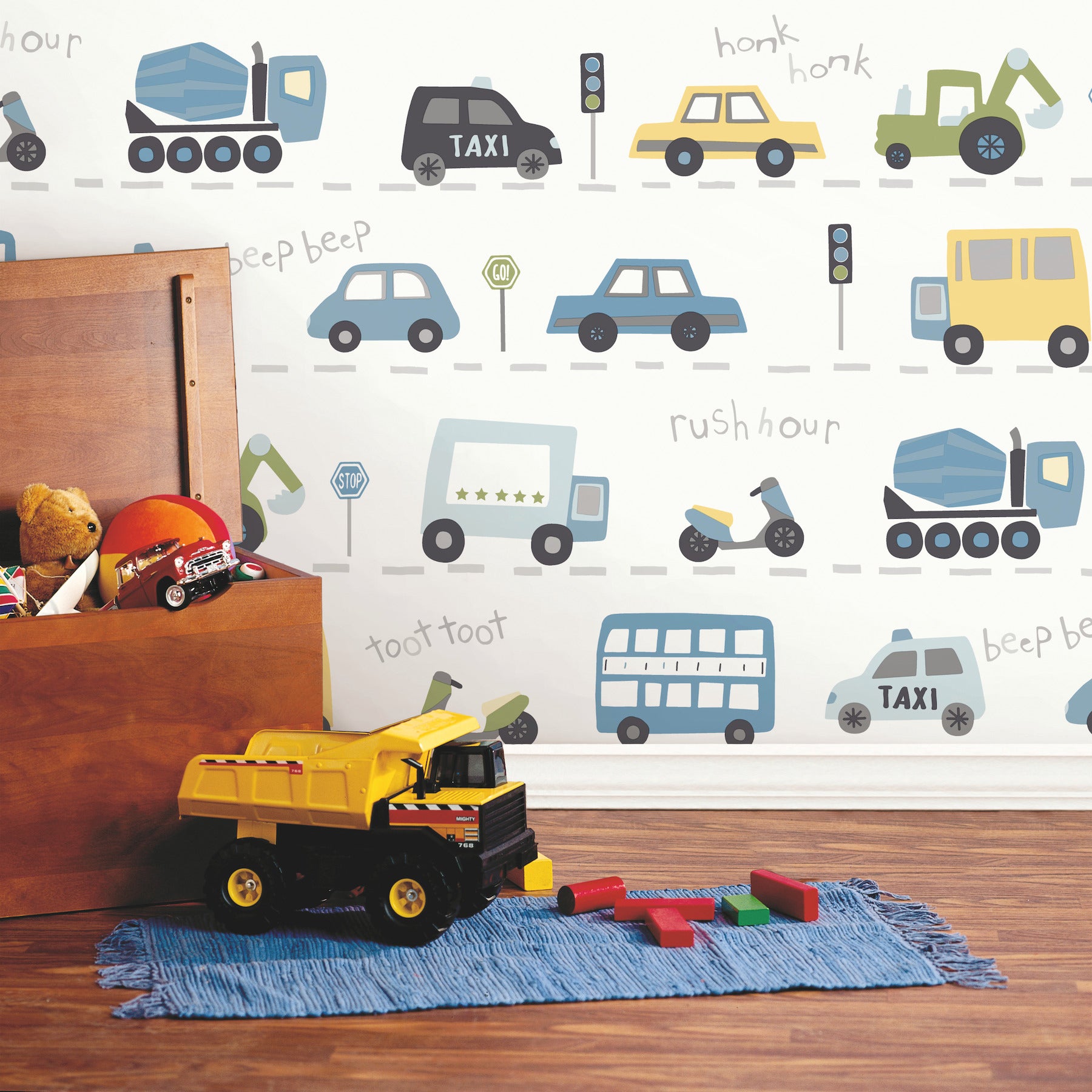 road-traffic-blue-cars-wallpaper-york-wallcoverings-4203-27594 - York Wallcoverings Wallpaper