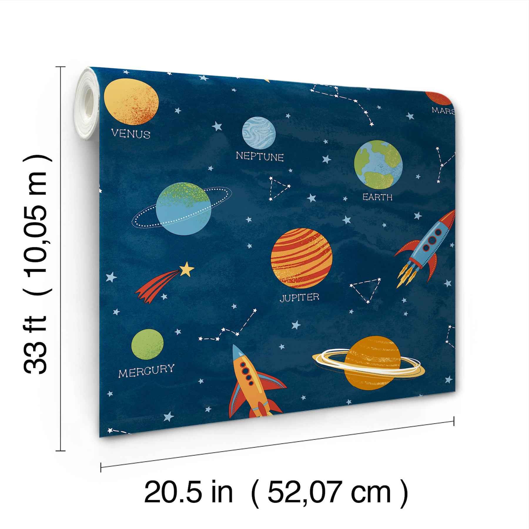 Solar System Blue Outer Space Wallpaper - York Wallcoverings - 4203-27595 - York Wallcoverings Wallpaper