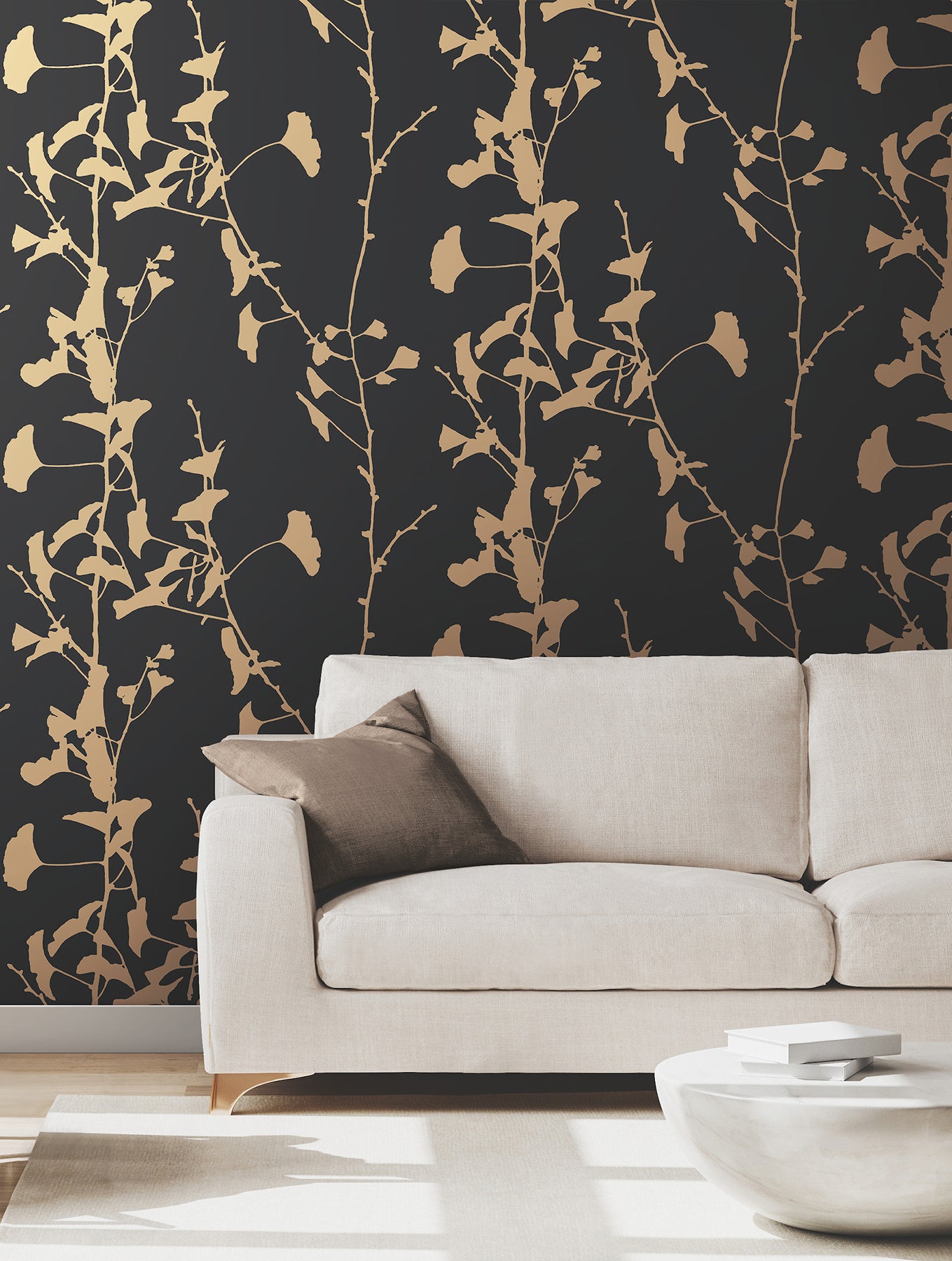 ginkgo-silhouette-black-gold-cork-wallpaper-york-wallcoverings-vr1512