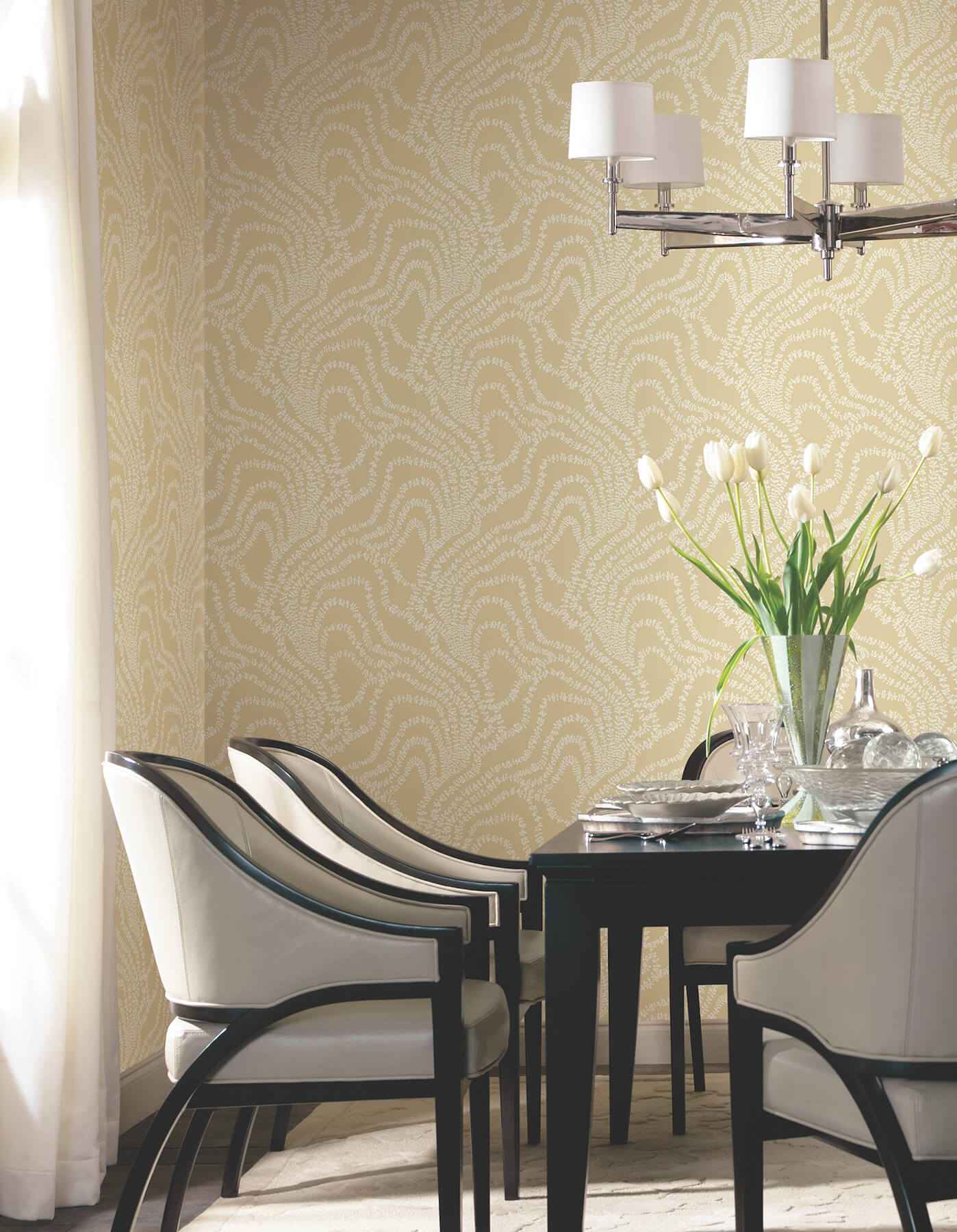 String of Pearls Butter Vine Wallpaper - York Wallcoverings - VR1515
