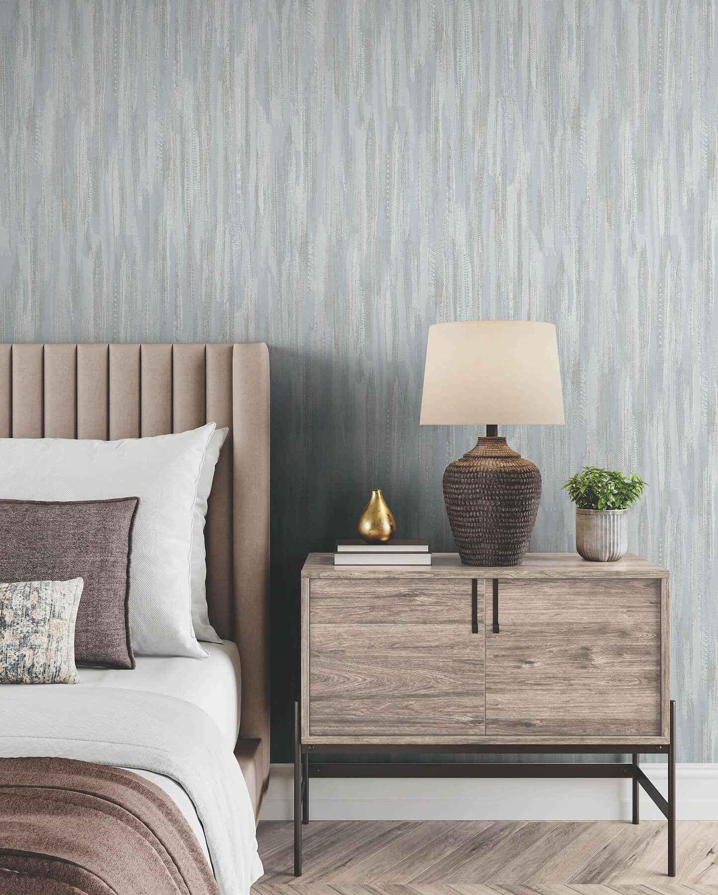 Tribeca Light Blue Texture Stripe Wallpaper - York Wallcoverings - VR1524