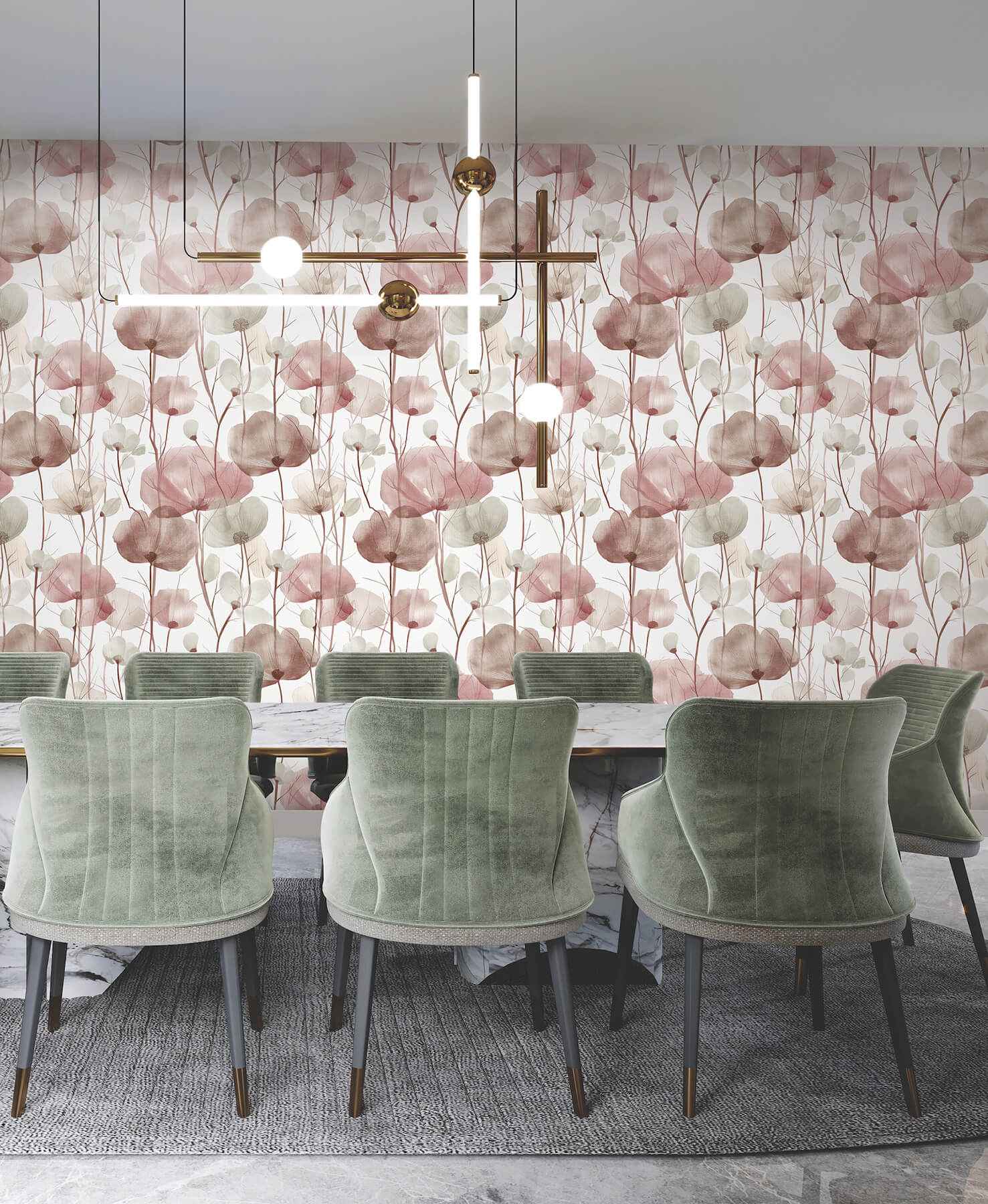 Cotswolds Poppies Red Floral Wallpaper - York Wallcoverings - VR1536
