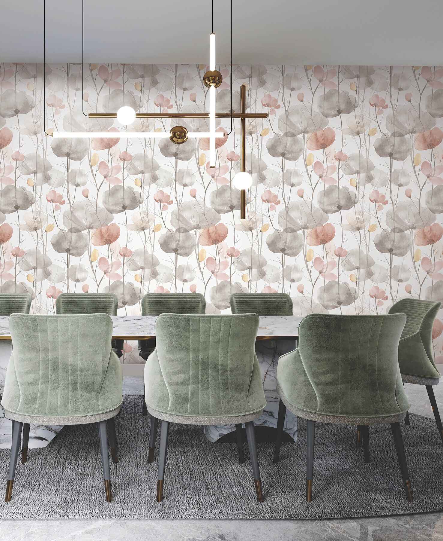 Cotswolds Poppies Pastel Floral Wallpaper - York Wallcoverings - VR1538