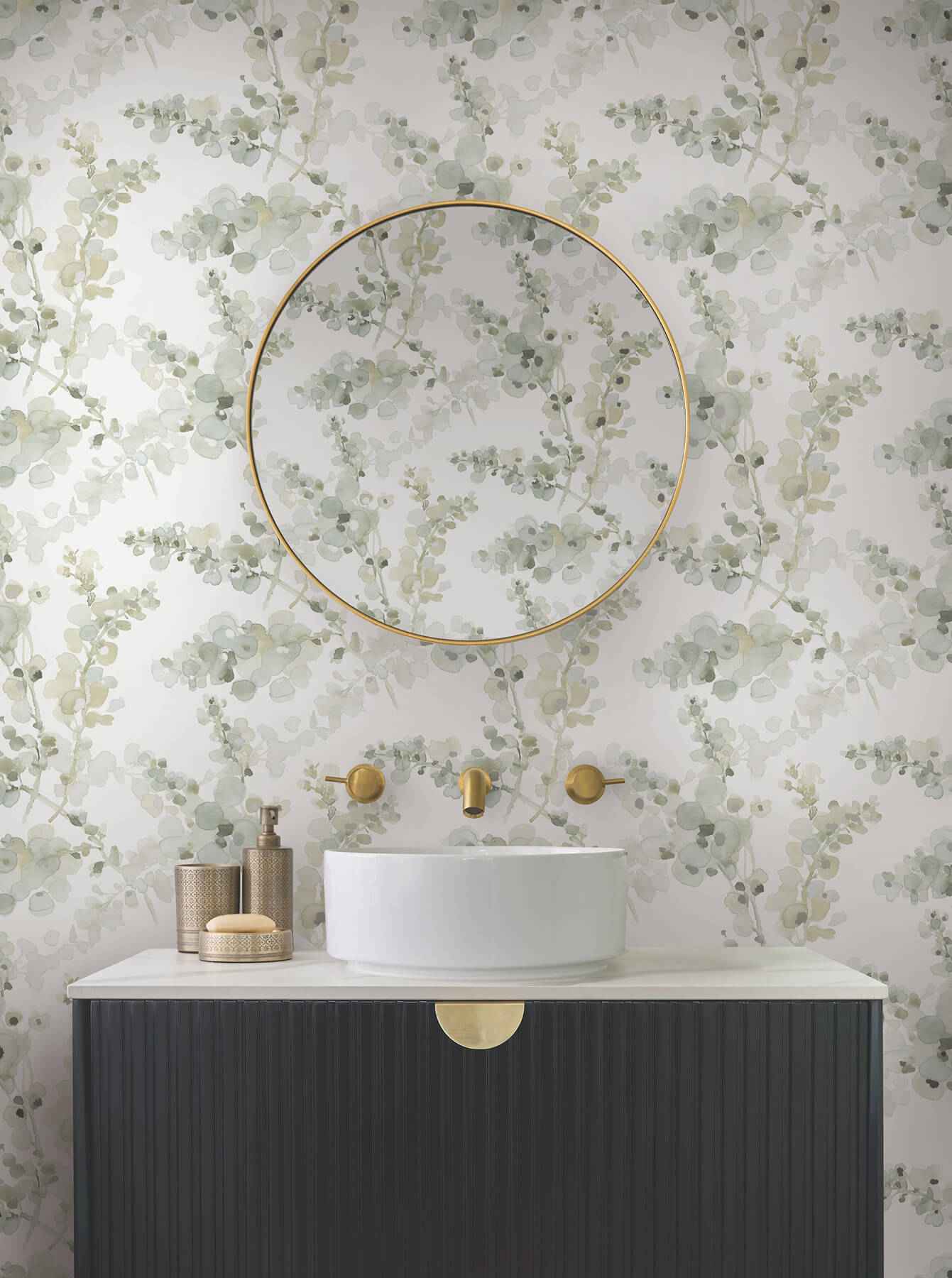 Blossom Fling Mineral Green Wallpaper - York Wallcoverings - EV3972