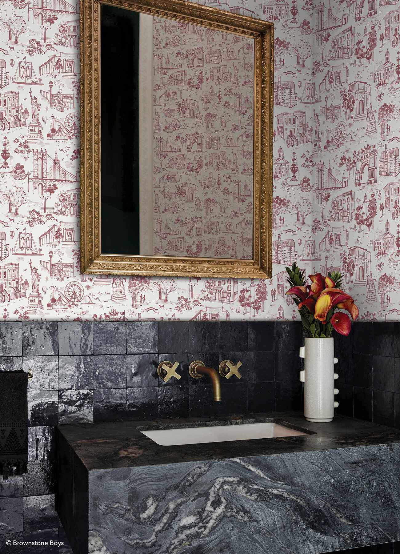 Toile De New York Brick Peel and Stick Wallpaper - York Wallcoverings - BBS6545 - York Wallcoverings Wallpaper