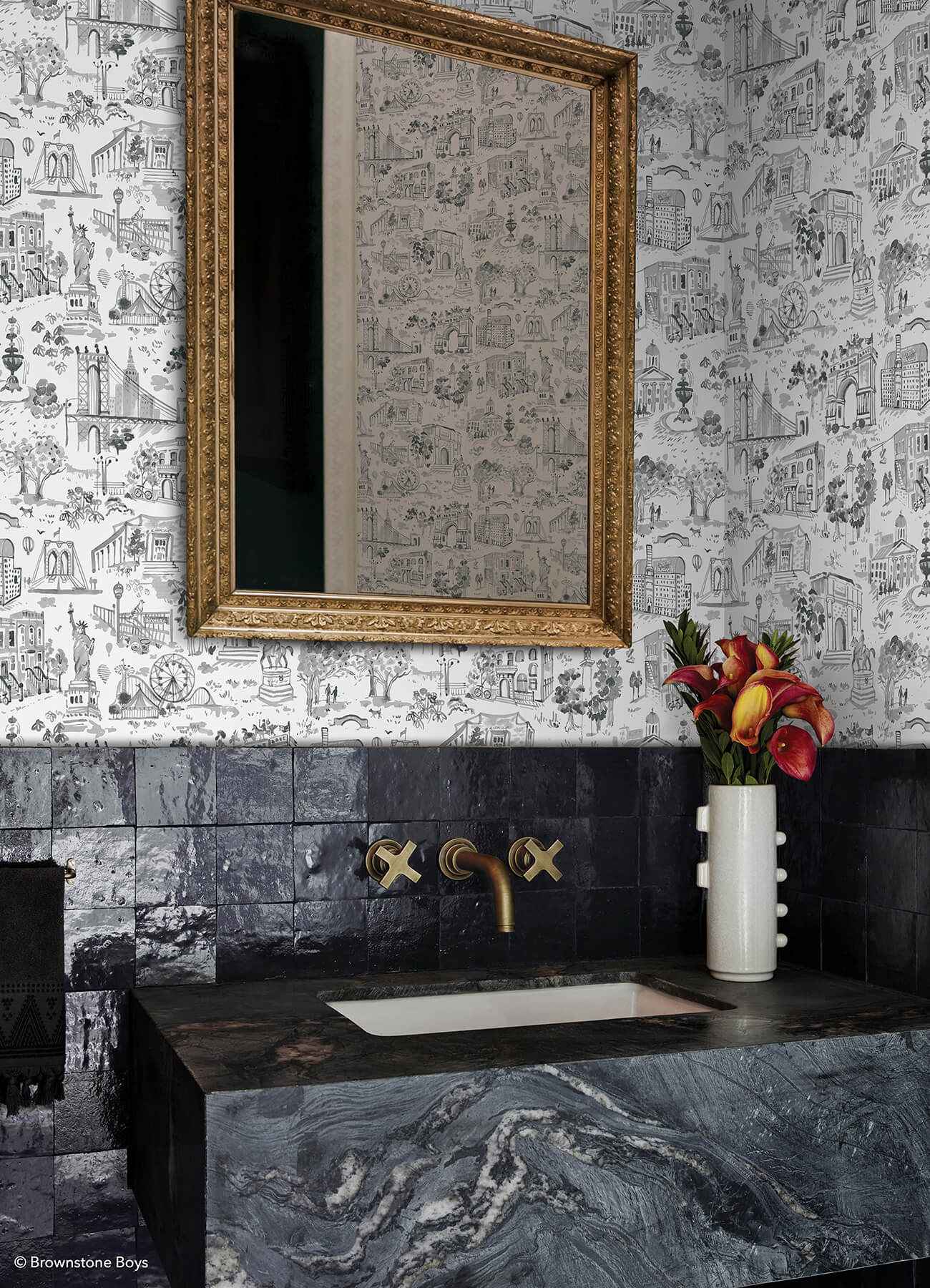 Toile De New York Graphite Peel and Stick Wallpaper - York Wallcoverings - BBS6546 - York Wallcoverings Wallpaper