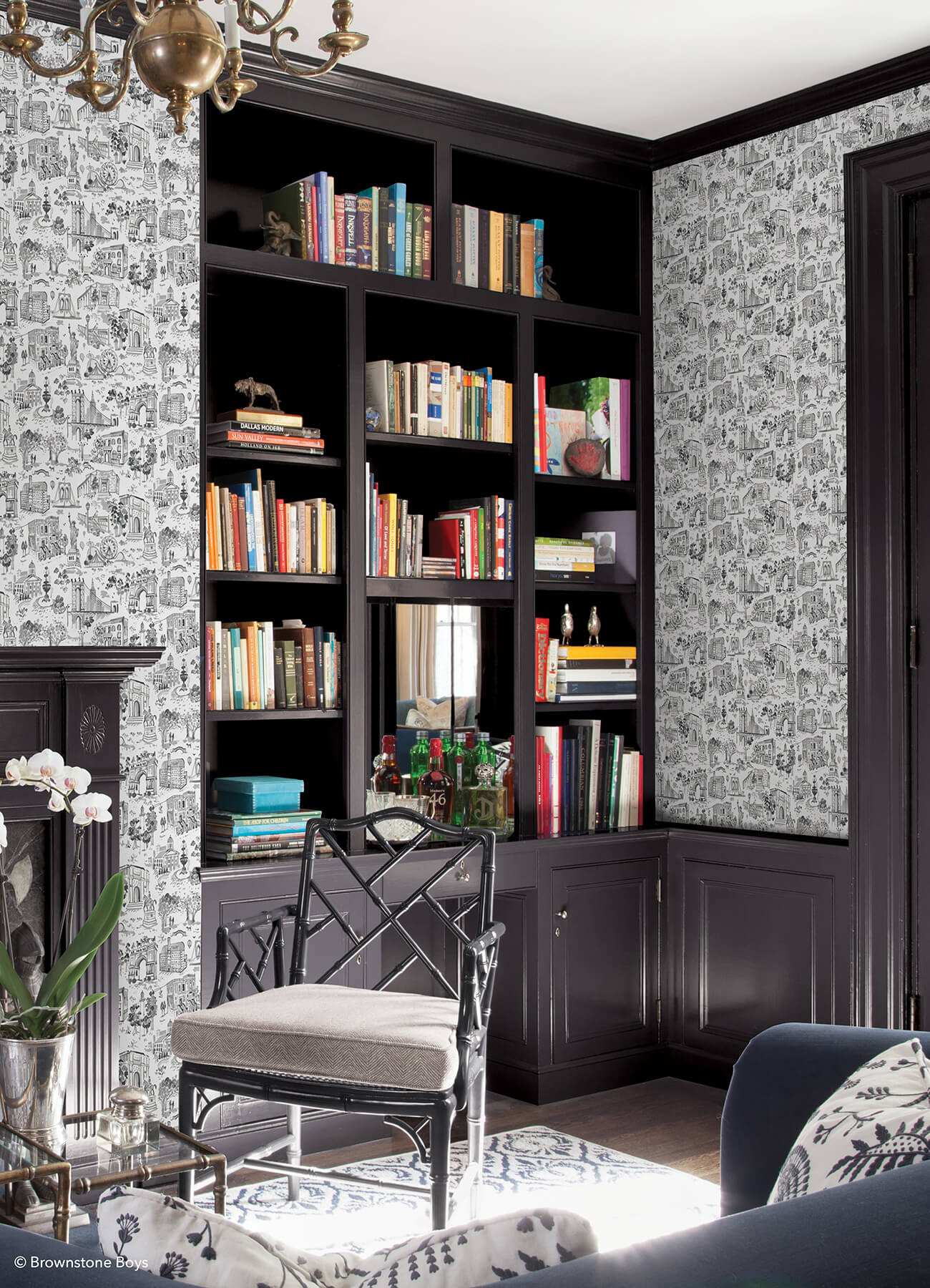 toile-de-new-york-graphite-peel-and-stick-wallpaper-york-wallcoverings-bbs6546 - York Wallcoverings Wallpaper