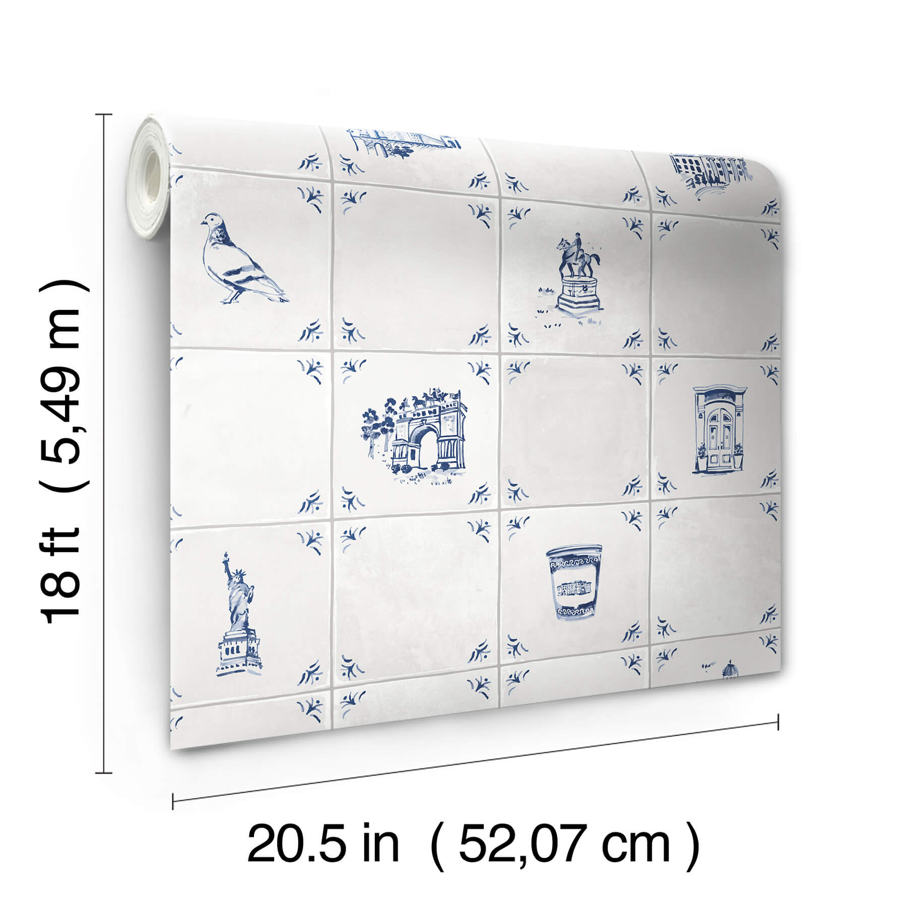 brooklyn-delft-navy-peel-and-stick-wallpaper-york-wallcoverings-bbs6547 - York Wallcoverings Wallpaper