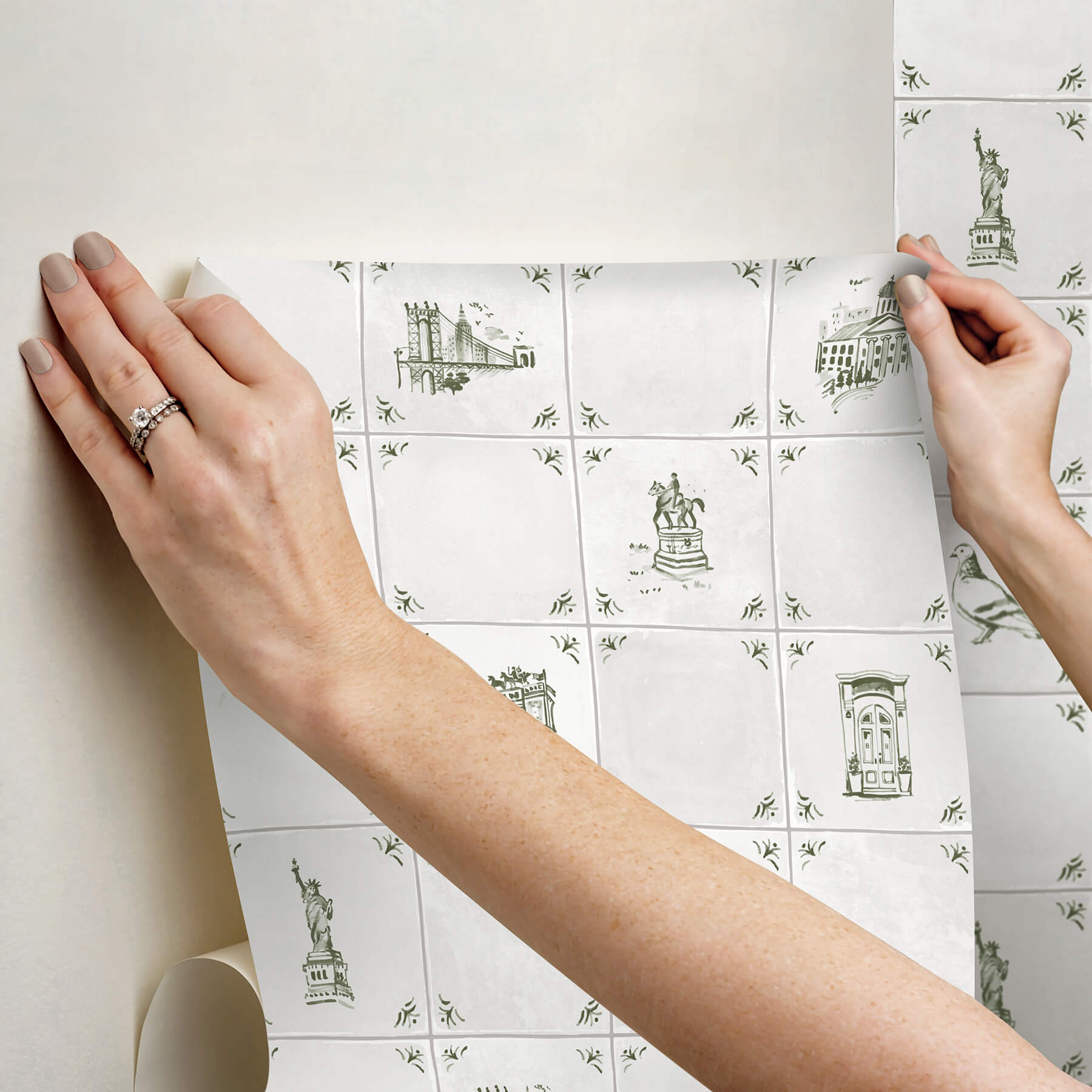 brooklyn-delft-ivy-peel-and-stick-wallpaper-york-wallcoverings-bbs6548 - York Wallcoverings Wallpaper