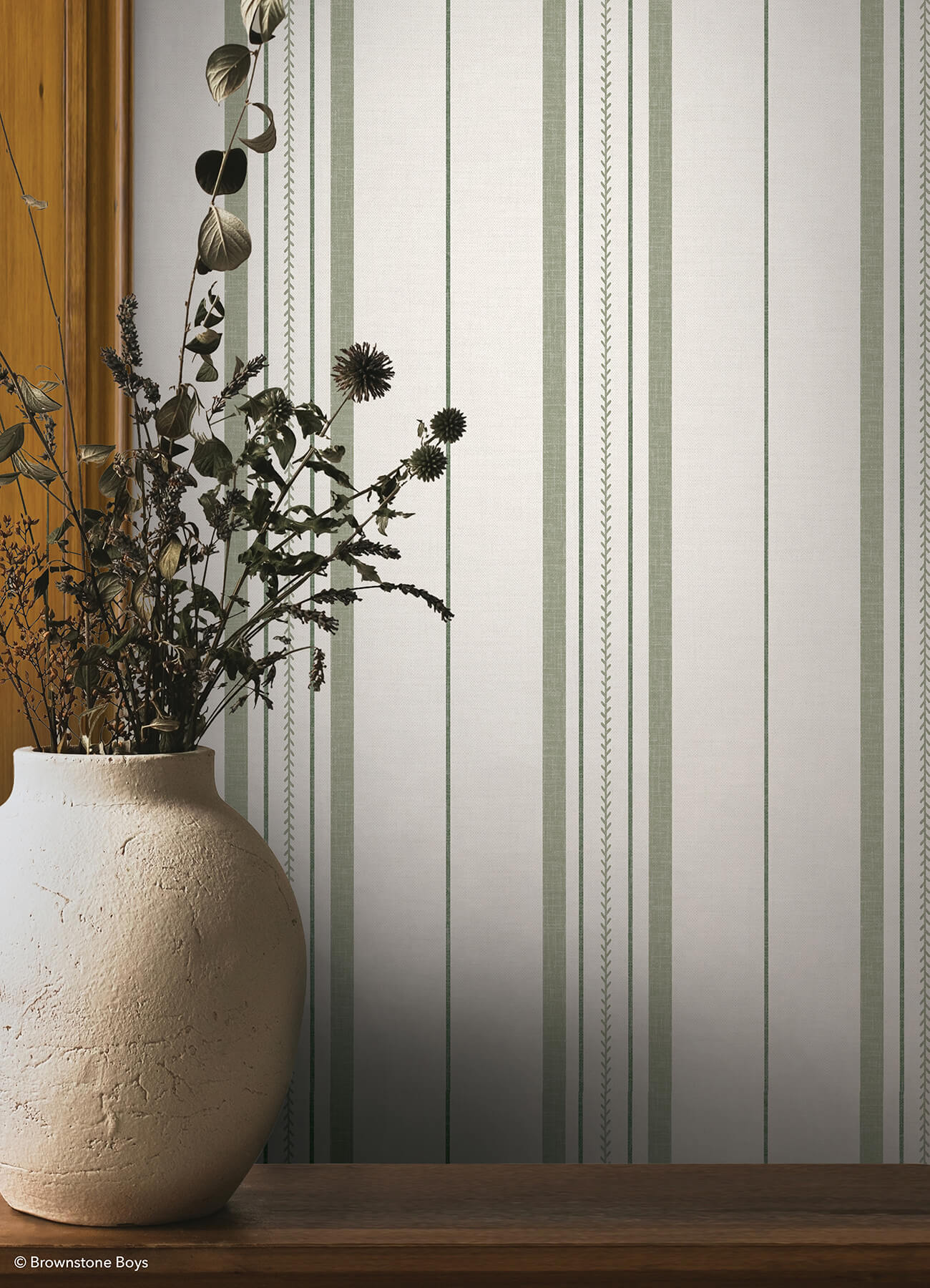 townhouse-stripe-ivy-peel-and-stick-wallpaper-york-wallcoverings-bbs6552 - York Wallcoverings Wallpaper