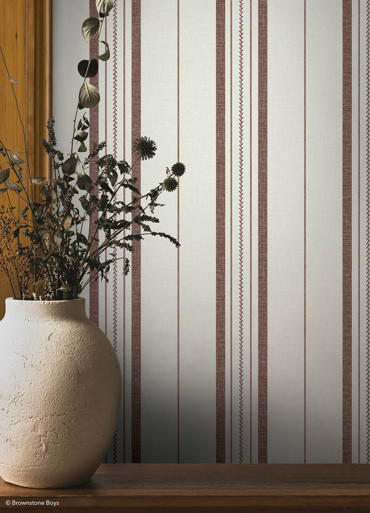 townhouse-stripe-maroon-peel-and-stick-wallpaper-york-wallcoverings-bbs6553 - York Wallcoverings Wallpaper