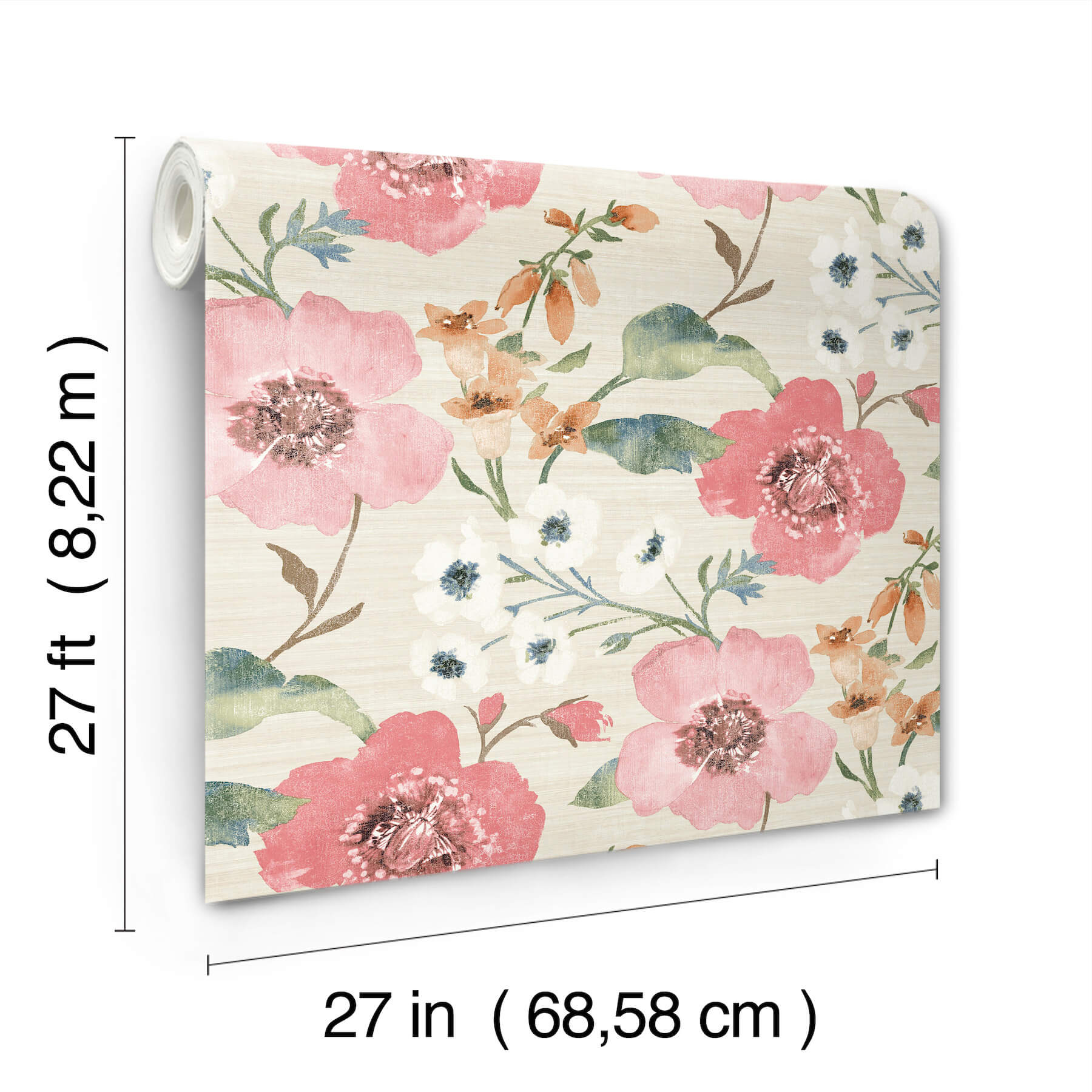 evelyn-pink-floral-wallpaper-york-wallcoverings-ll3200 - York Wallcoverings Wallpaper