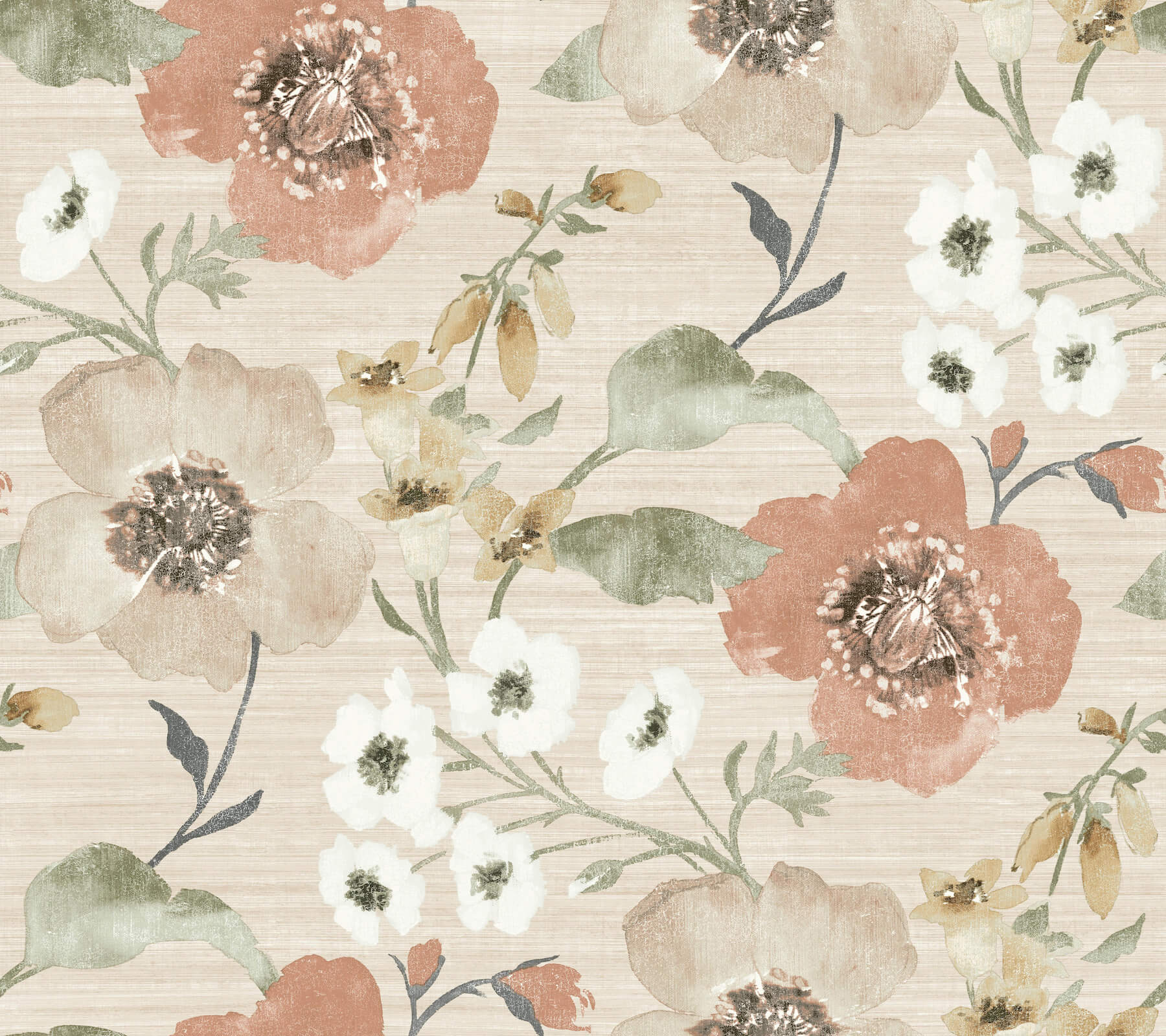 evelyn-apricot-floral-wallpaper-york-wallcoverings-ll3201 - York Wallcoverings Papel pintado