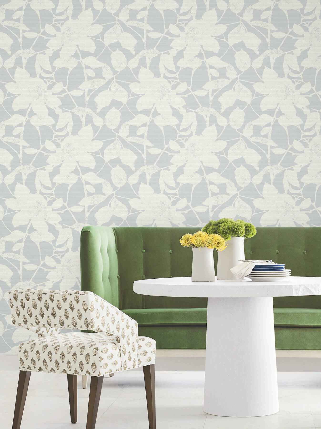Solange Light Blue Botanical Wallpaper - York Wallcoverings - LL3217 - York Wallcoverings Wallpaper