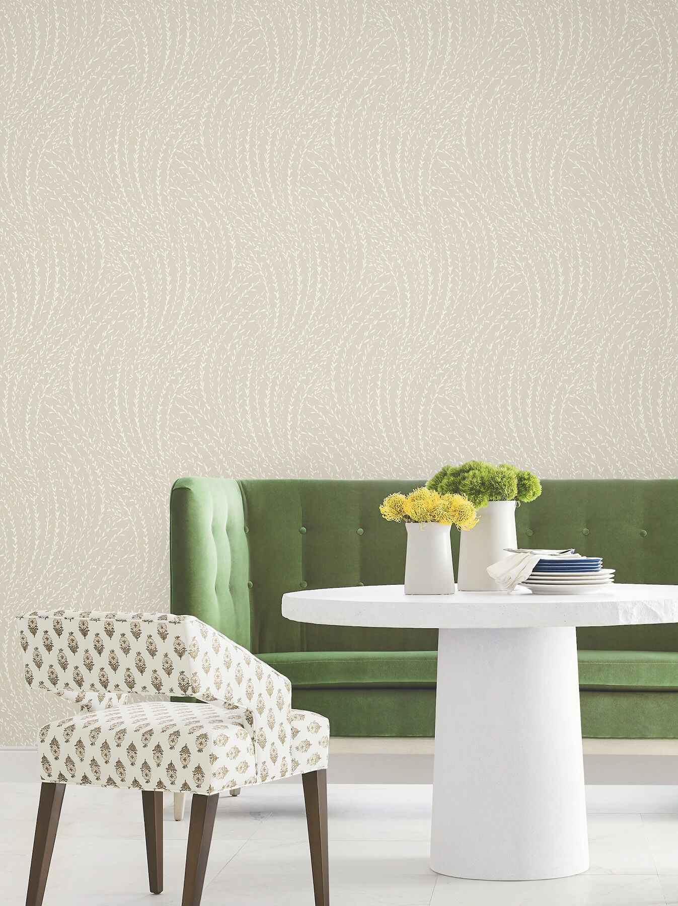 Willow Song Taupe Botanical Wallpaper - York Wallcoverings - LL3218 - York Wallcoverings Wallpaper