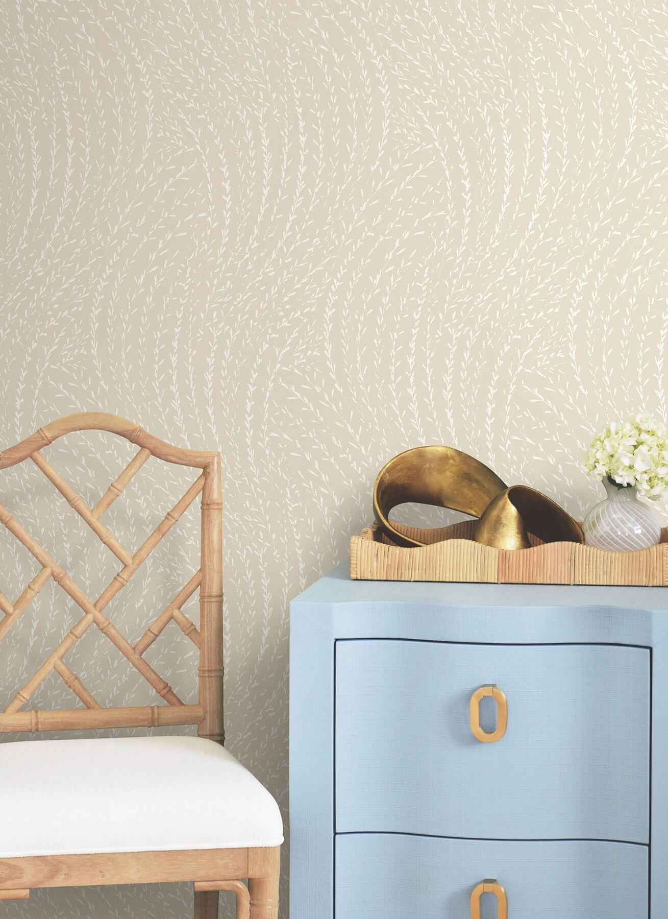 Willow Song Wheat Botanical Wallpaper - York Wallcoverings - LL3219