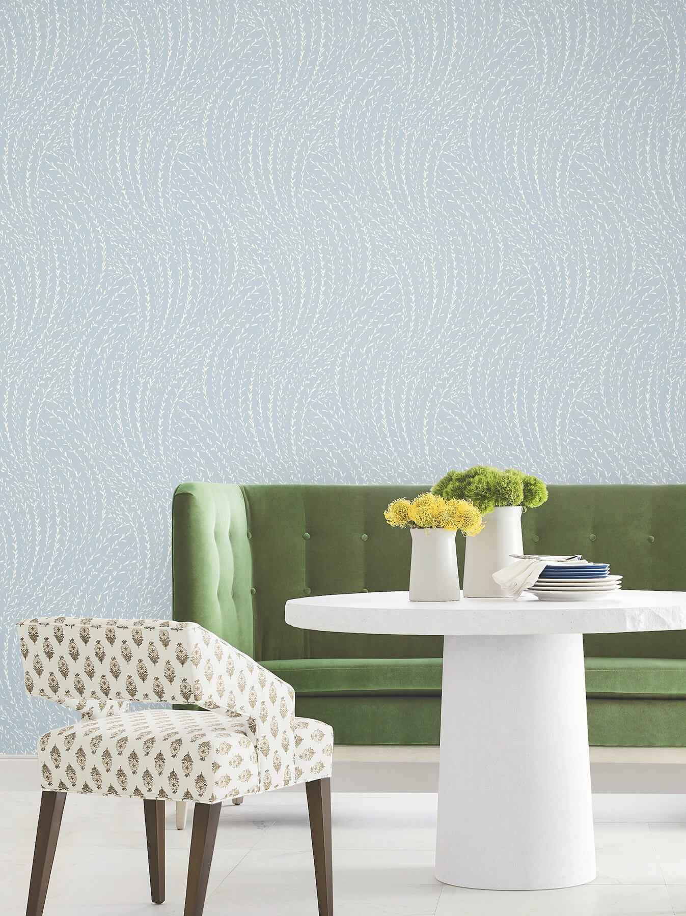 Willow Song Sky Blue Botanical Wallpaper - York Wallcoverings - LL3223 - York Wallcoverings Wallpaper