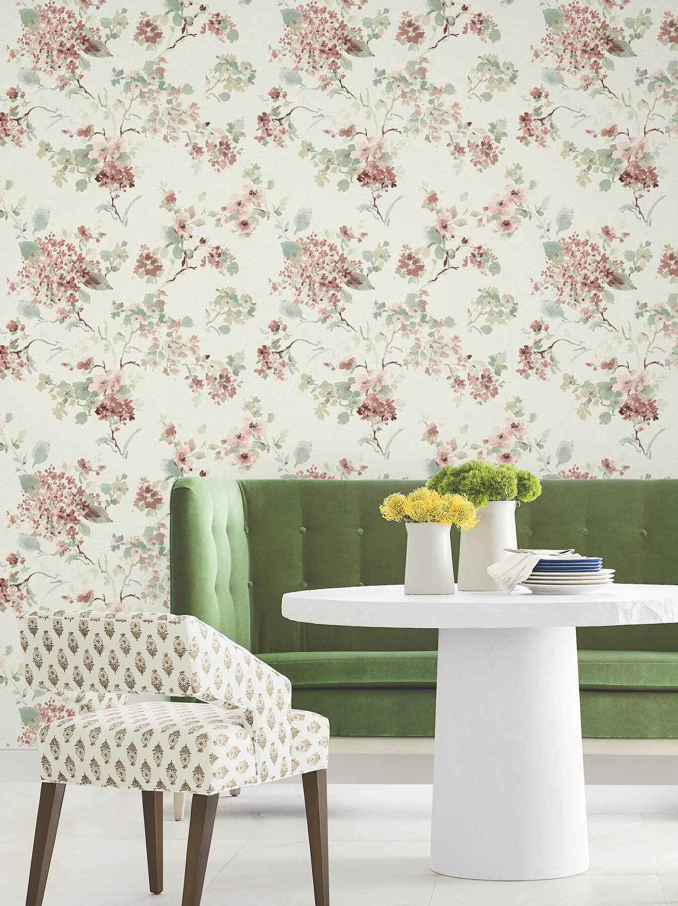 Veiled Garden Rose Floral Wallpaper - York Wallcoverings - LL3230 - York Wallcoverings Wallpaper
