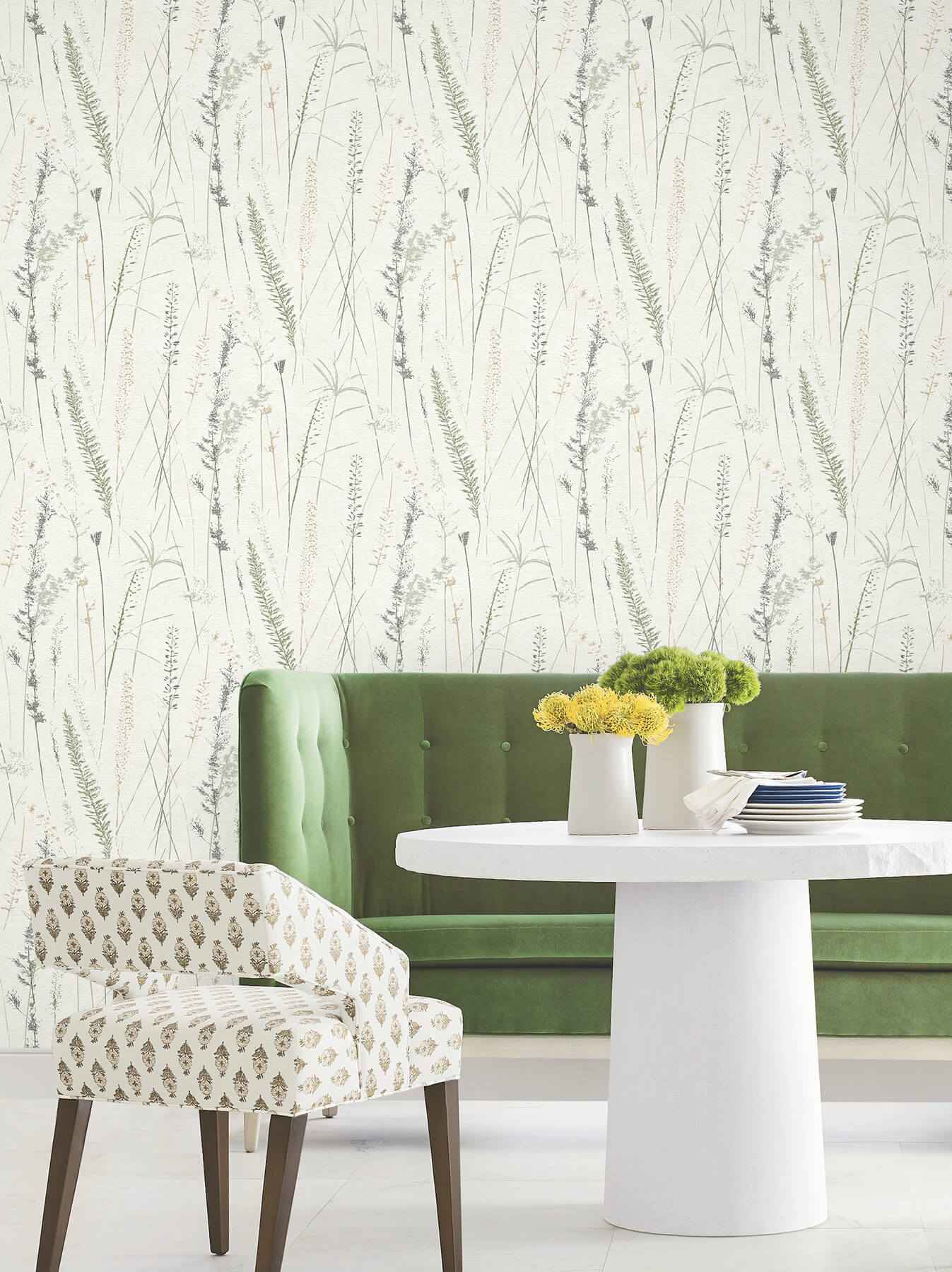 Meadow Splendor Charcoal Botanical Wallpaper - York Wallcoverings - LL3240 - York Wallcoverings Wallpaper