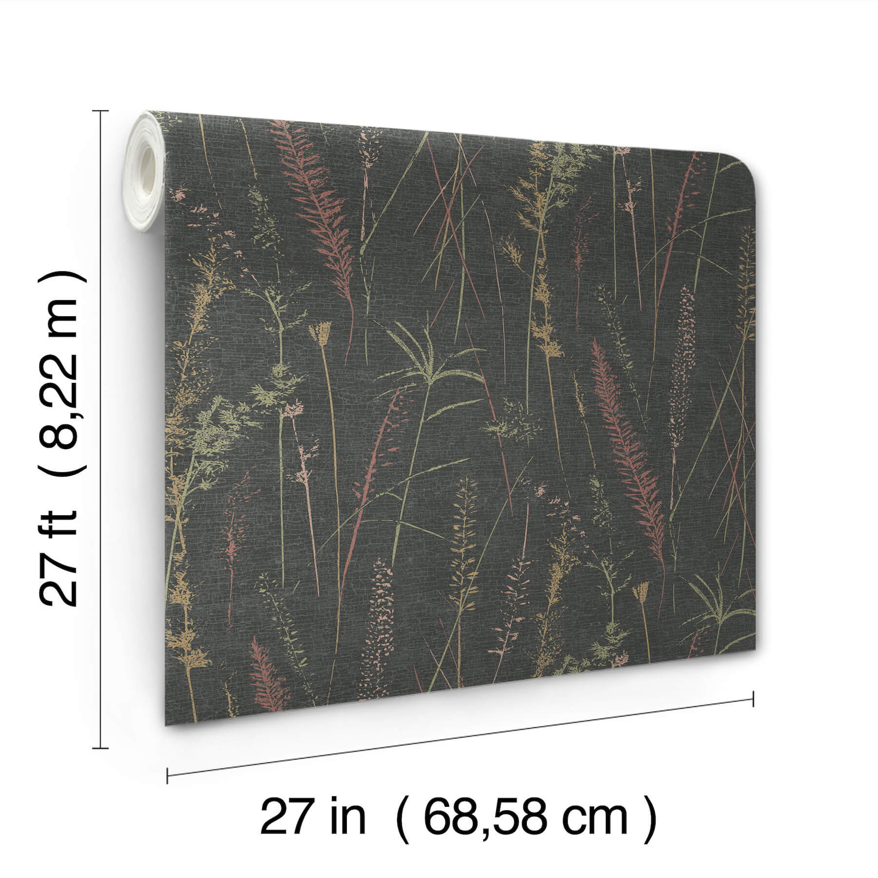 meadow-splendor-black-botanical-wallpaper-york-wallcoverings-ll3241 - York Wallcoverings Wallpaper