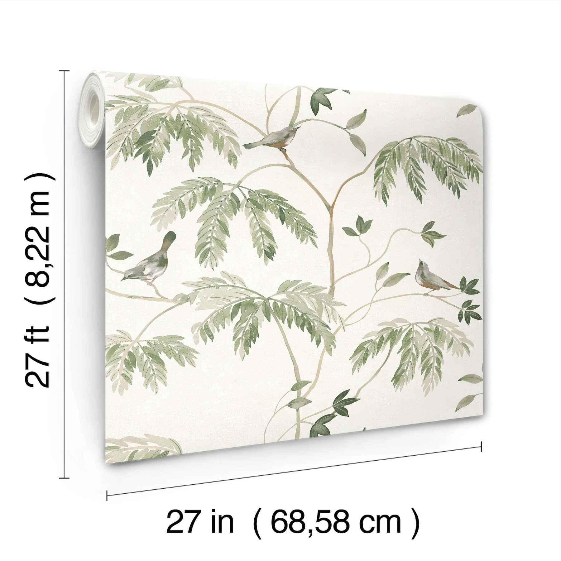 Cillian Dark Green Botanical Bird Trail Wallpaper - York Wallcoverings - LL3251 - York Wallcoverings Wallpaper