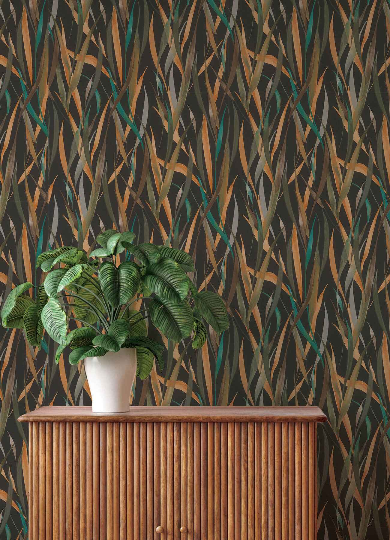 Willoughby Black Fronds Wallpaper - York Wallcoverings - 4202-330250 - York Wallcoverings Wallpaper