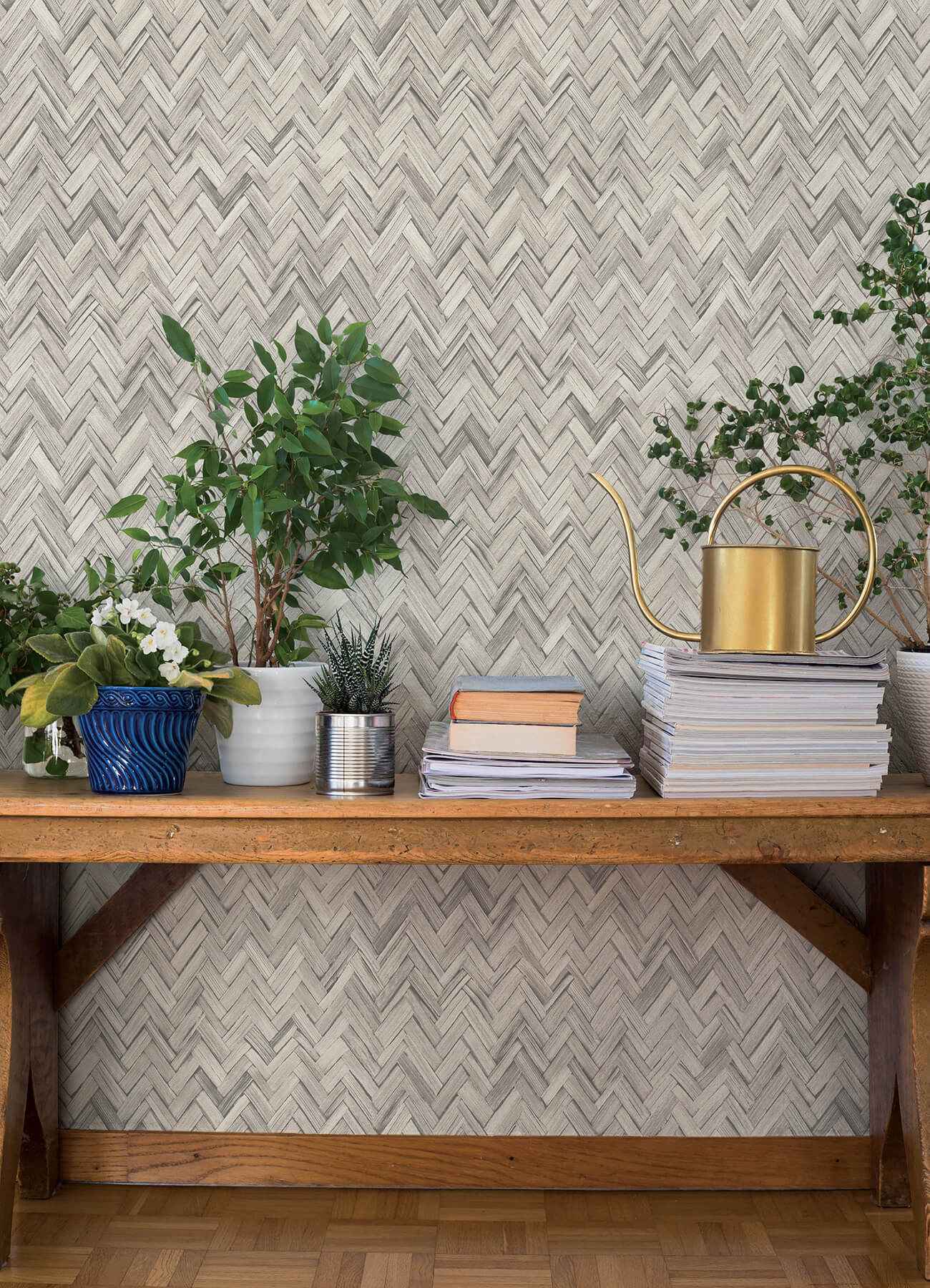 Ellery Light Grey Herringbone Wallpaper - York Wallcoverings - 4202-410365 - York Wallcoverings Wallpaper