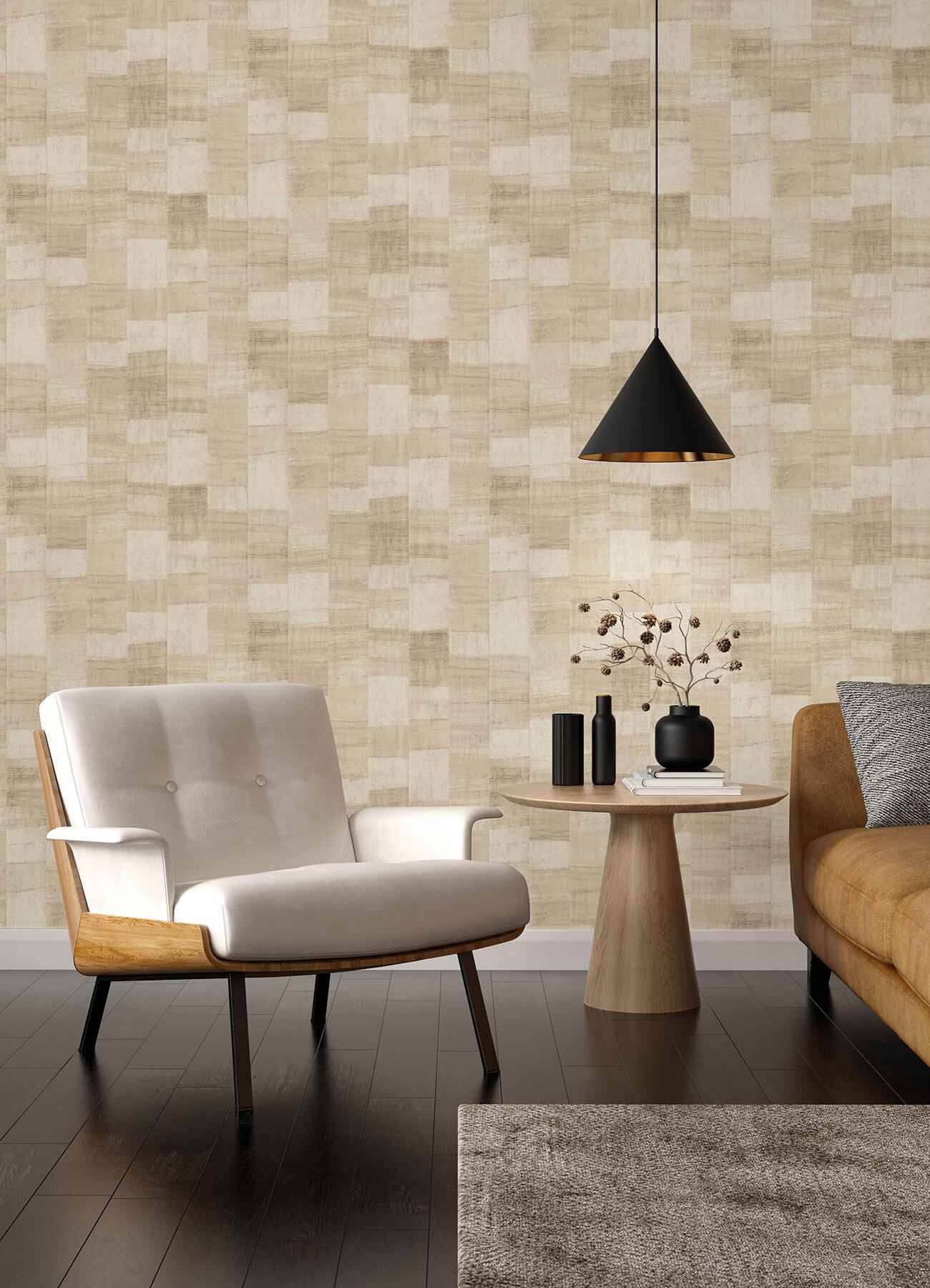 Ivo Beige Block Stripe Wallpaper - York Wallcoverings - 4202-570953 - York Wallcoverings Wallpaper
