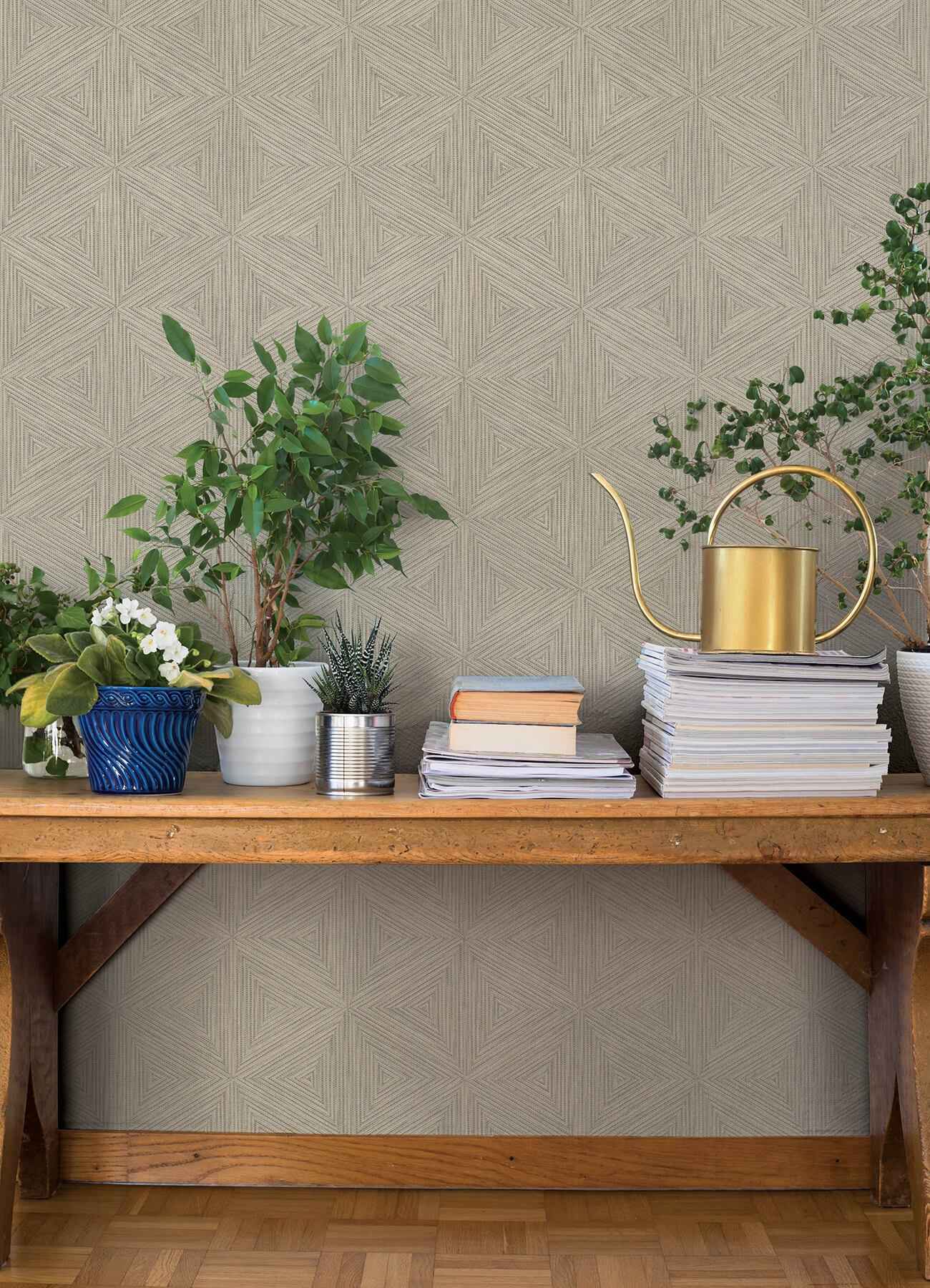 Anara Grey Geo Faux Grasscloth Wallpaper - York Wallcoverings - 4202-571257 - York Wallcoverings Wallpaper