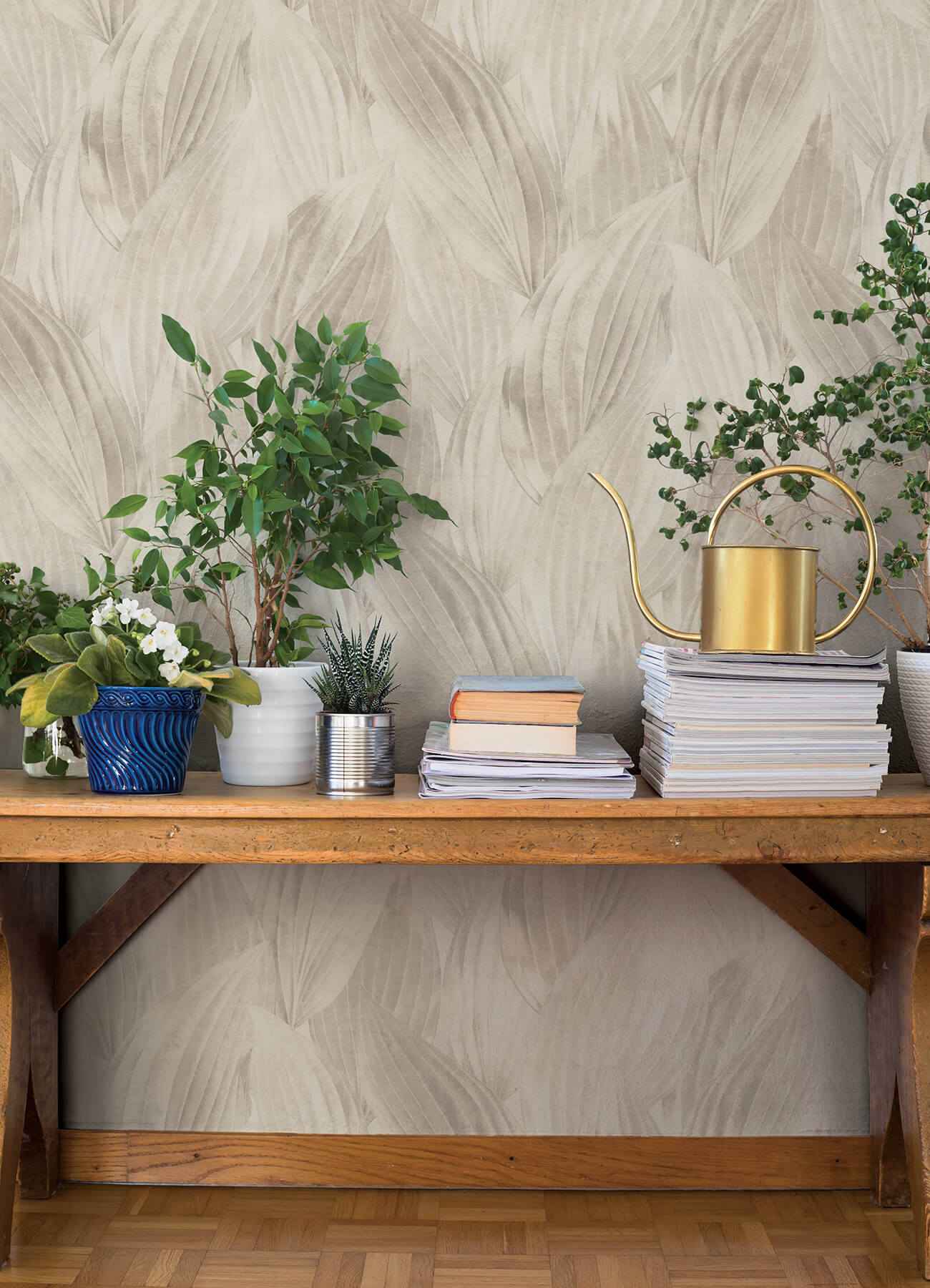 Melora Light Grey Leaf Wallpaper - York Wallcoverings - 4202-571516