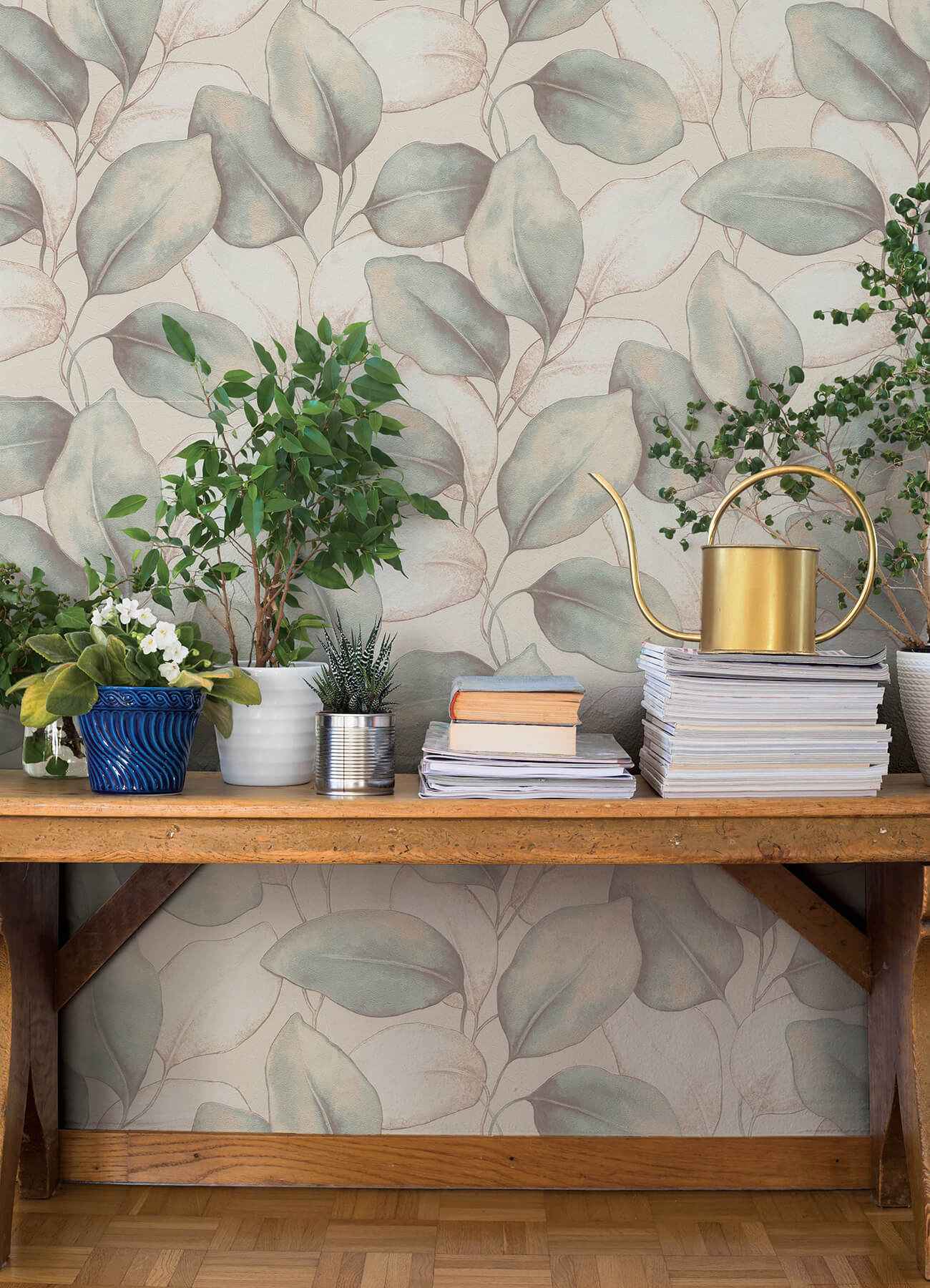 Evanthe Aqua Vine Wallpaper - York Wallcoverings - 4202-659863