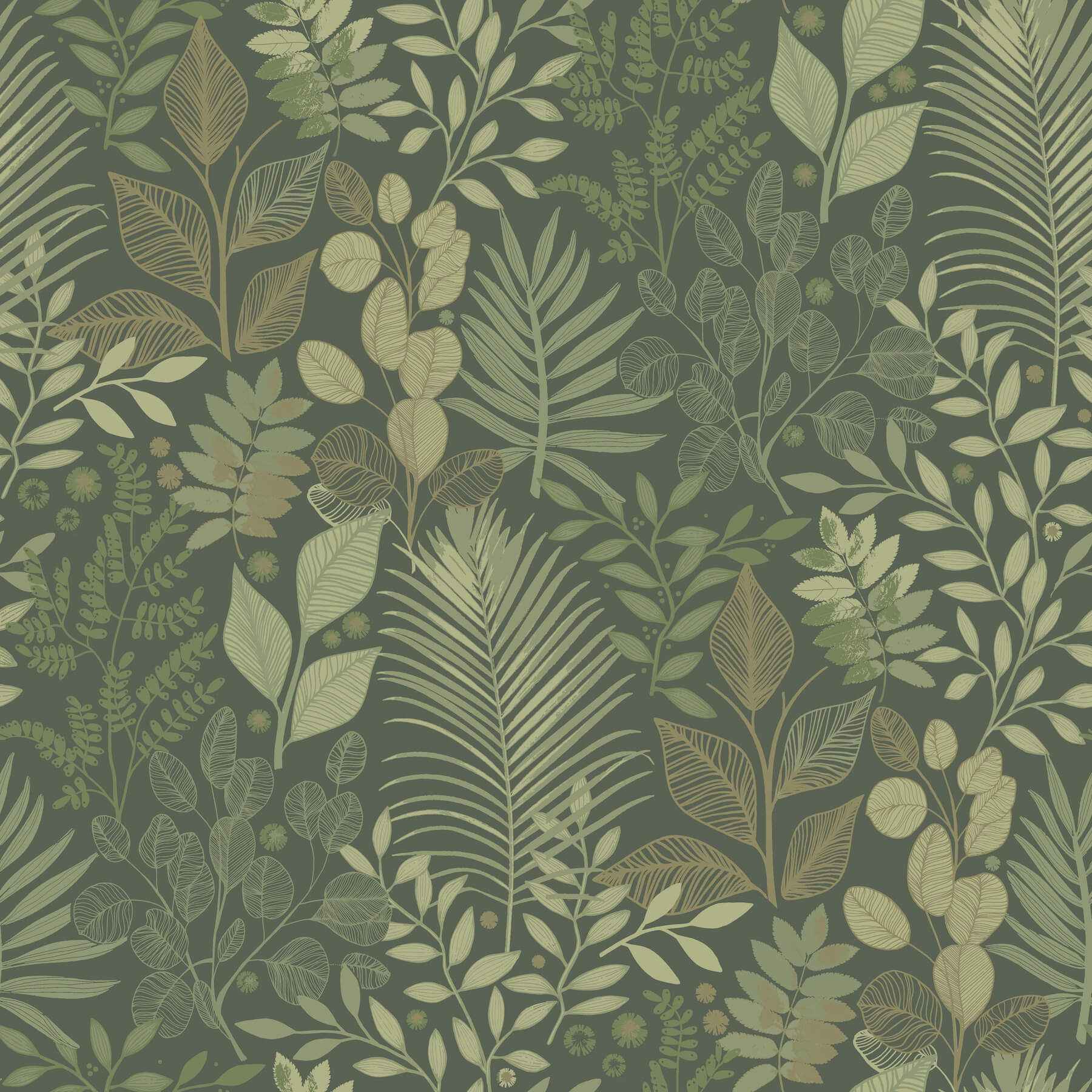 Ängslycka Dark Green Forest Botanicals Wallpaper - York Wallcoverings - 4201-20103 - York Wallcoverings Wallpaper