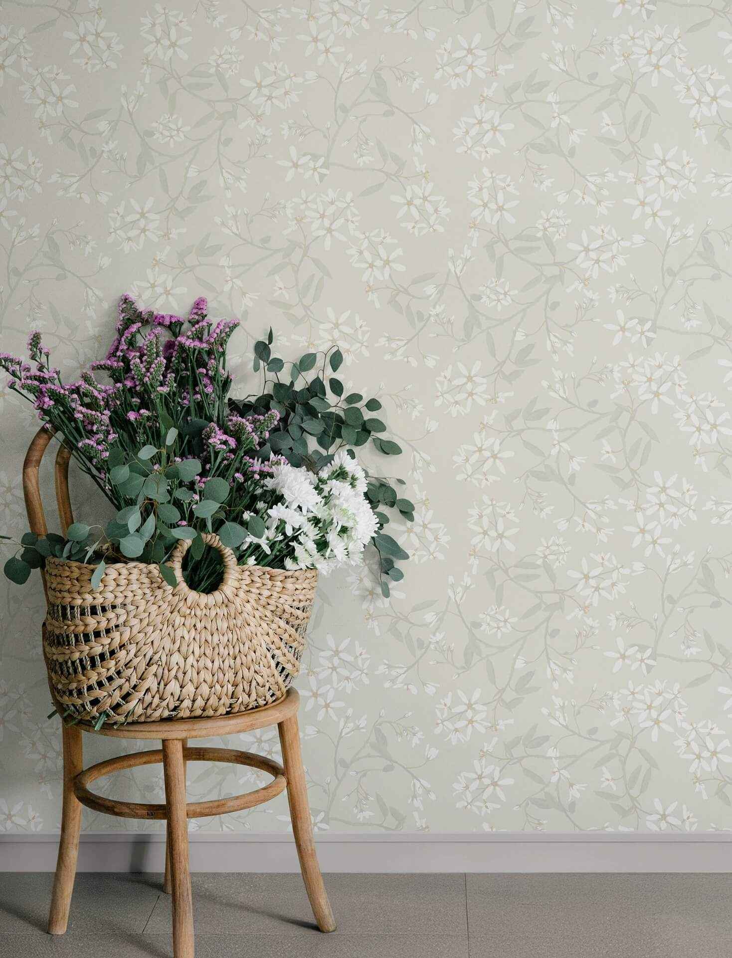 Paradis Dove Bouquet Toss Wallpaper - York Wallcoverings - 4201-20110 - York Wallcoverings Wallpaper