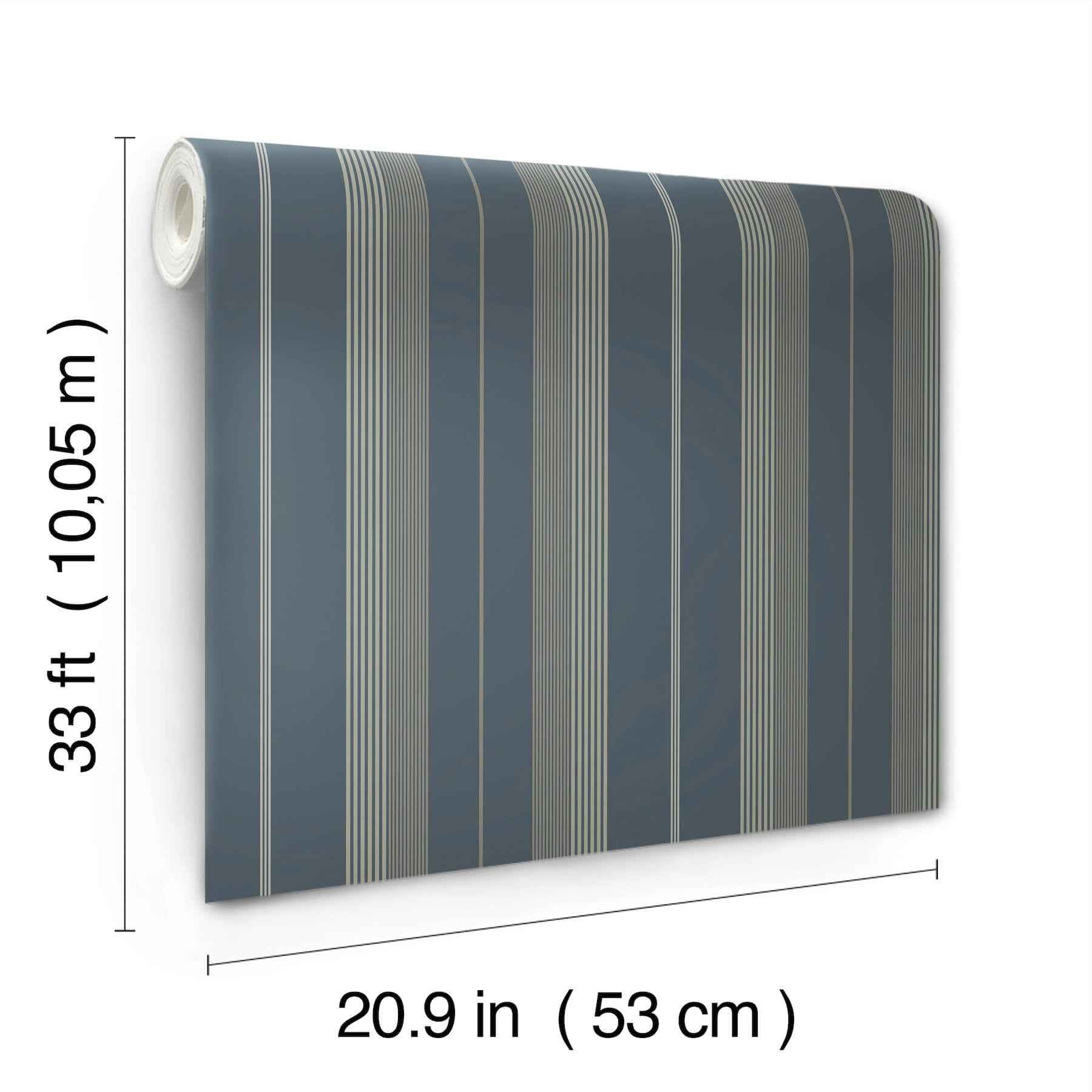 Herrgård Navy Stripe Wallpaper - York Wallcoverings - 4201-20120 - York Wallcoverings Wallpaper