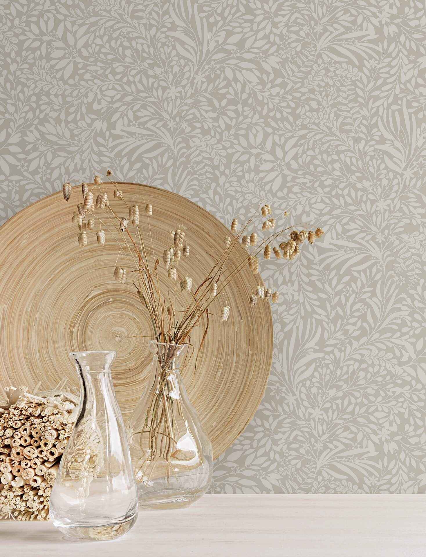 Kristina Taupe Botanical Wallpaper - York Wallcoverings - 4201-20127 - York Wallcoverings Wallpaper