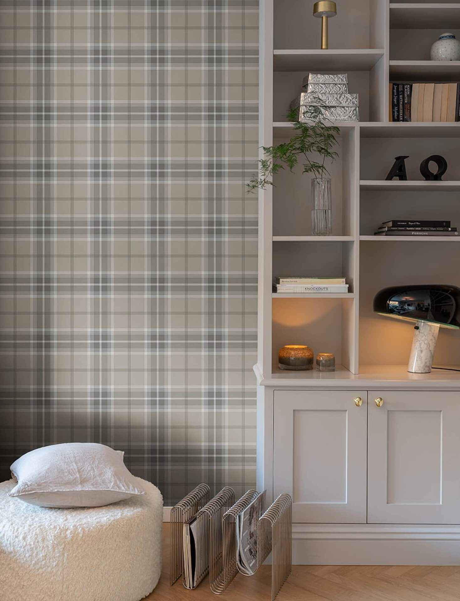 Emma Grey Plaid Wallpaper - York Wallcoverings - 4201-20130 - York Wallcoverings Wallpaper