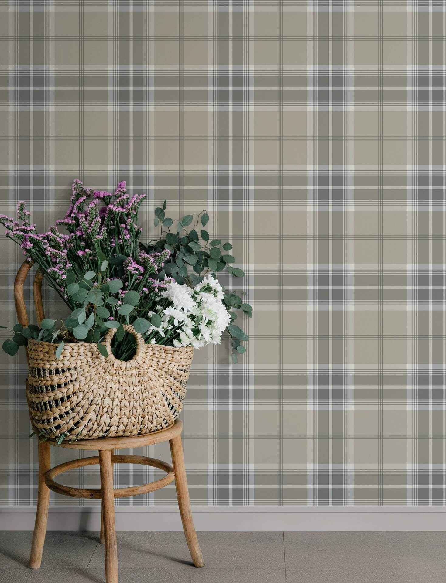 Emma Grey Plaid Wallpaper - York Wallcoverings - 4201-20130 - York Wallcoverings Wallpaper