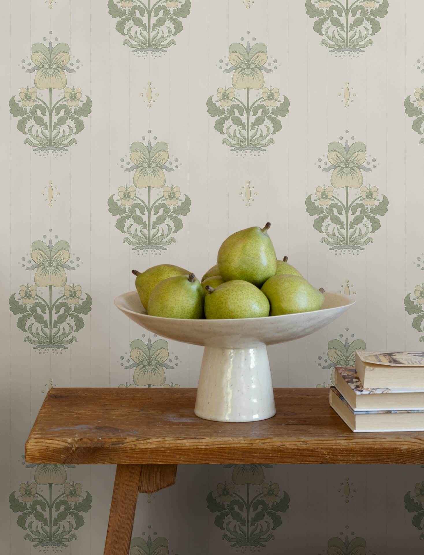 Gullvie White Pansies Wallpaper - York Wallcoverings - 4201-48005 - York Wallcoverings Wallpaper