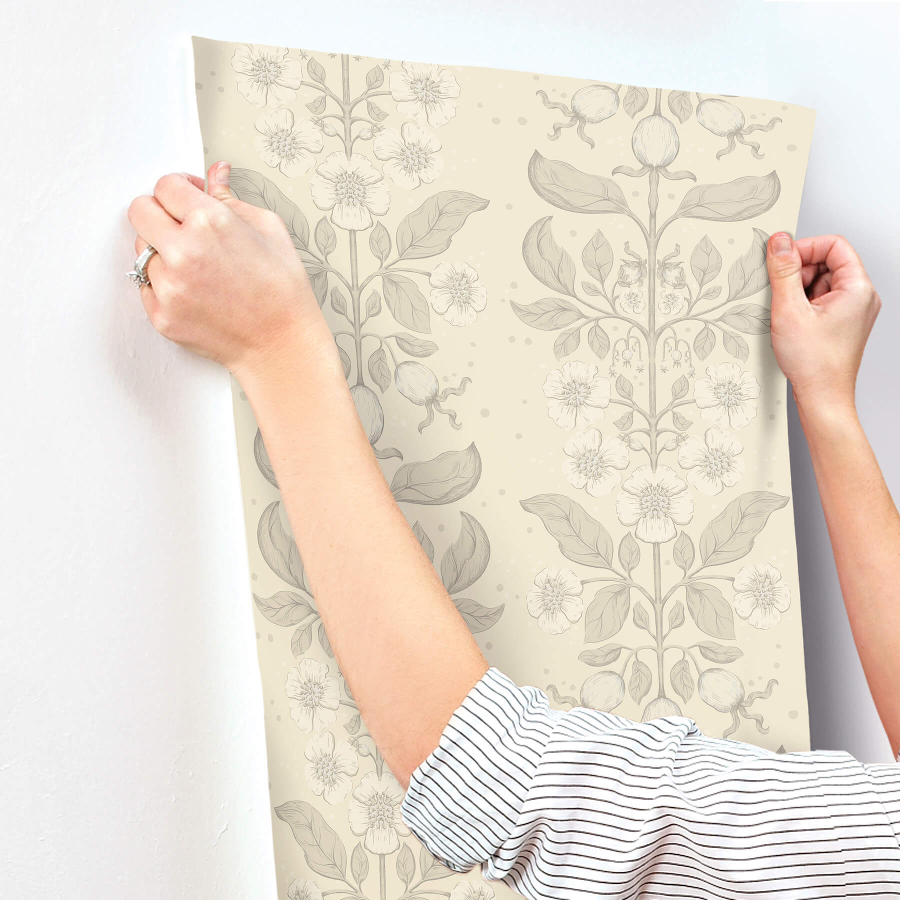 rosa-cream-floral-columns-wallpaper-york-wallcoverings-4201-48009 - York Wallcoverings Wallpaper
