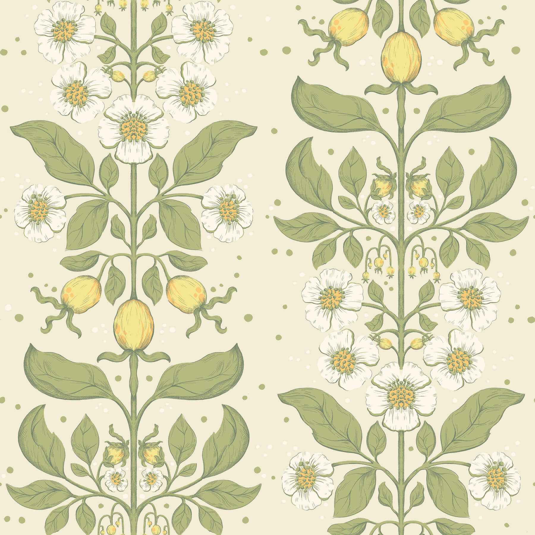 Rosa Green Floral Columns Wallpaper - York Wallcoverings - 4201-48010