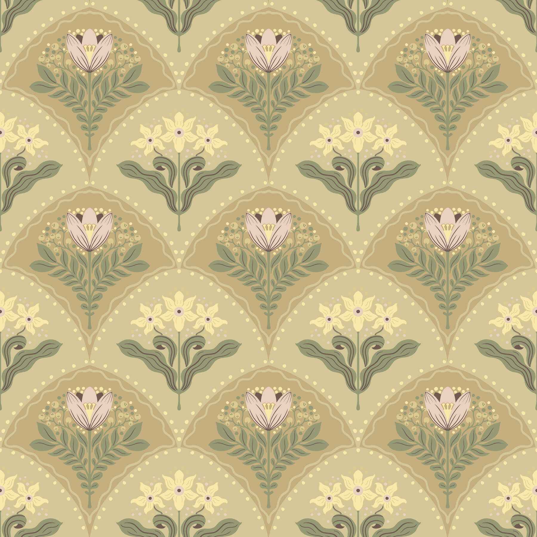 Maj Light Brown Floral Damask Wallpaper - York Wallcoverings - 4201-48015 - York Wallcoverings Wallpaper
