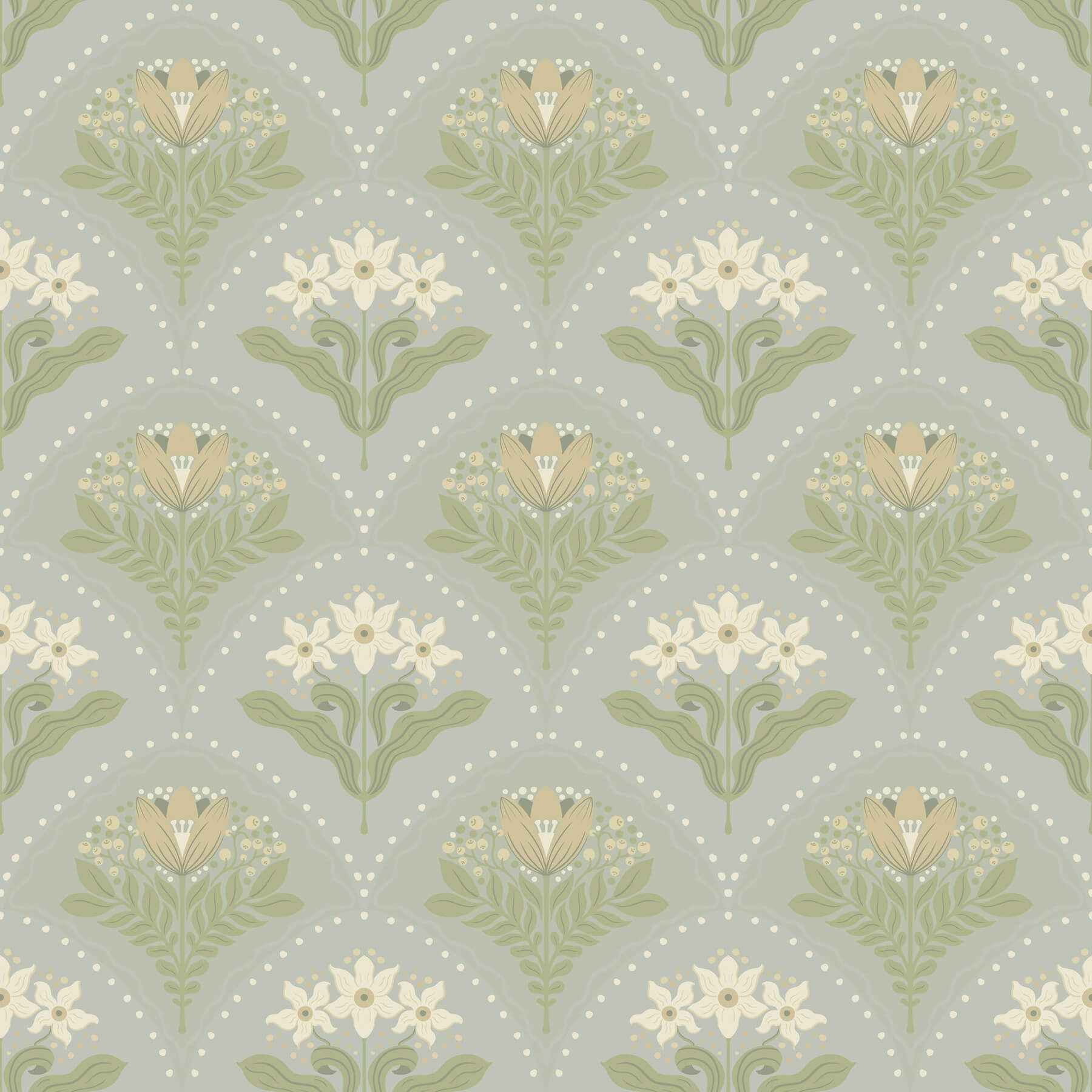 Maj Sky Blue Floral Damask Wallpaper - York Wallcoverings - 4201-48016