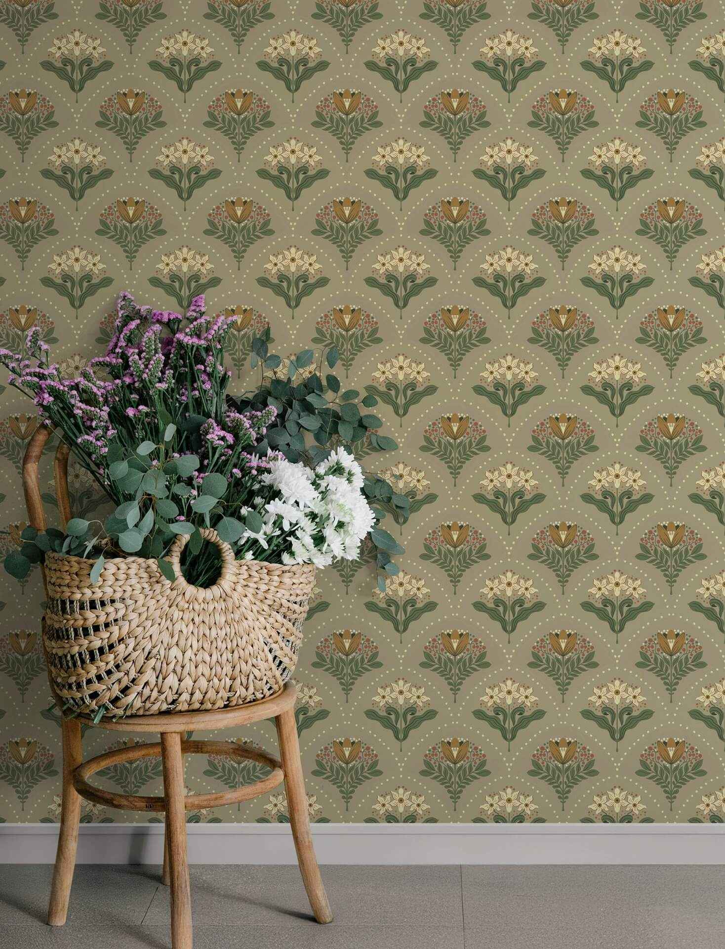 Maj Taupe Floral Damask Wallpaper - York Wallcoverings - 4201-48017 - York Wallcoverings Wallpaper