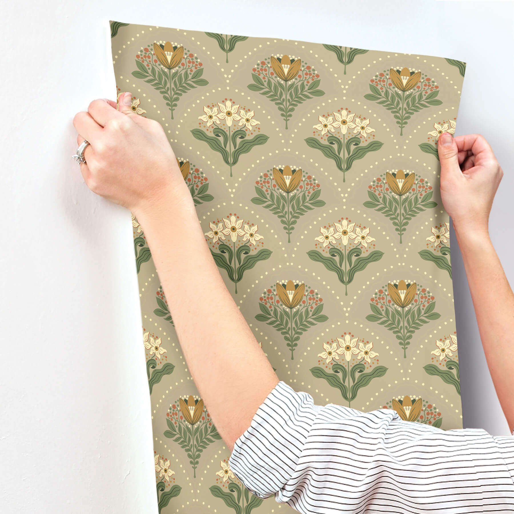 maj-taupe-floral-damask-wallpaper-york-wallcoverings-4201-48017 - York Wallcoverings Wallpaper
