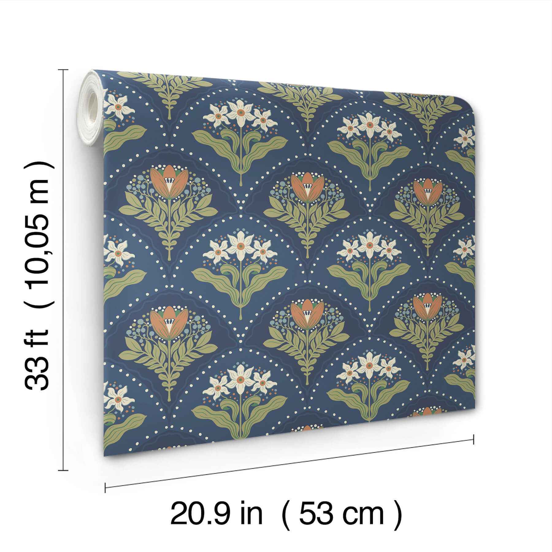 Maj Navy Floral Damask Wallpaper - York Wallcoverings - 4201-48018 - York Wallcoverings Wallpaper